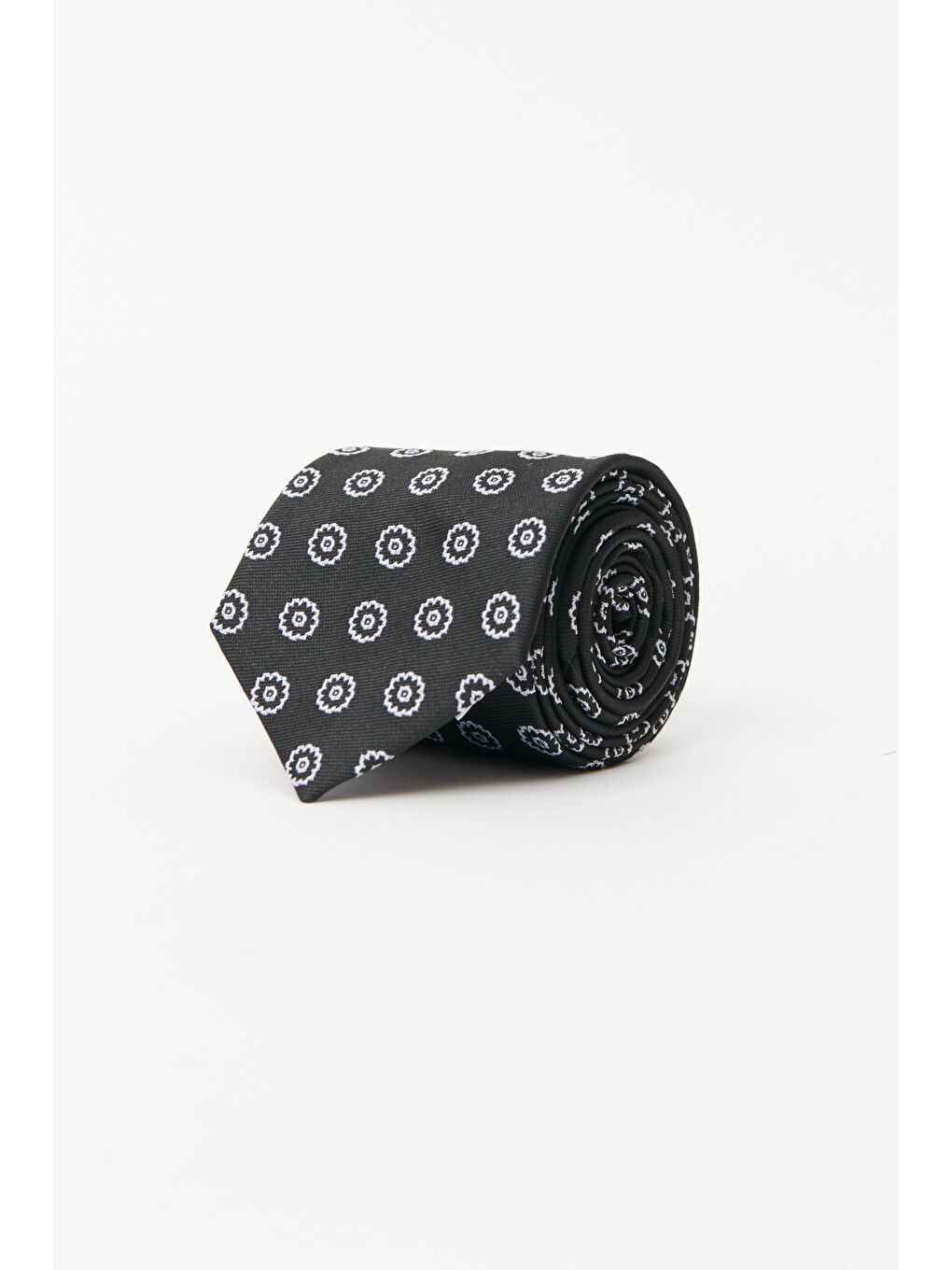 Erkek Siyah-Beyaz Desenli Klasik Kravat