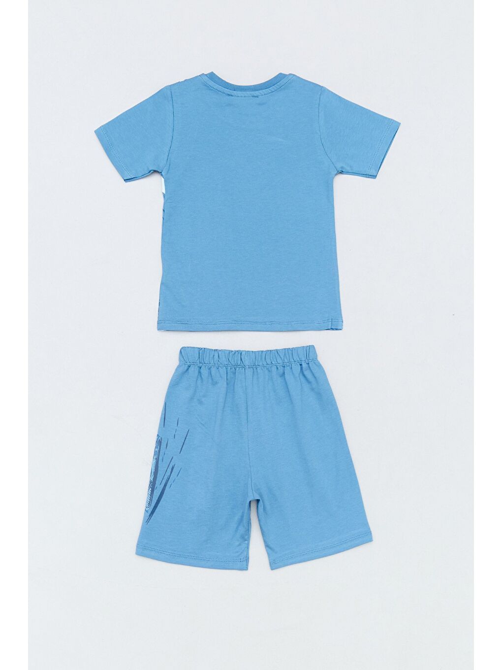Mavi Dinozor Kabartma Baskılı 2 Li Erkek Çocuk Şortlu Takım-1
