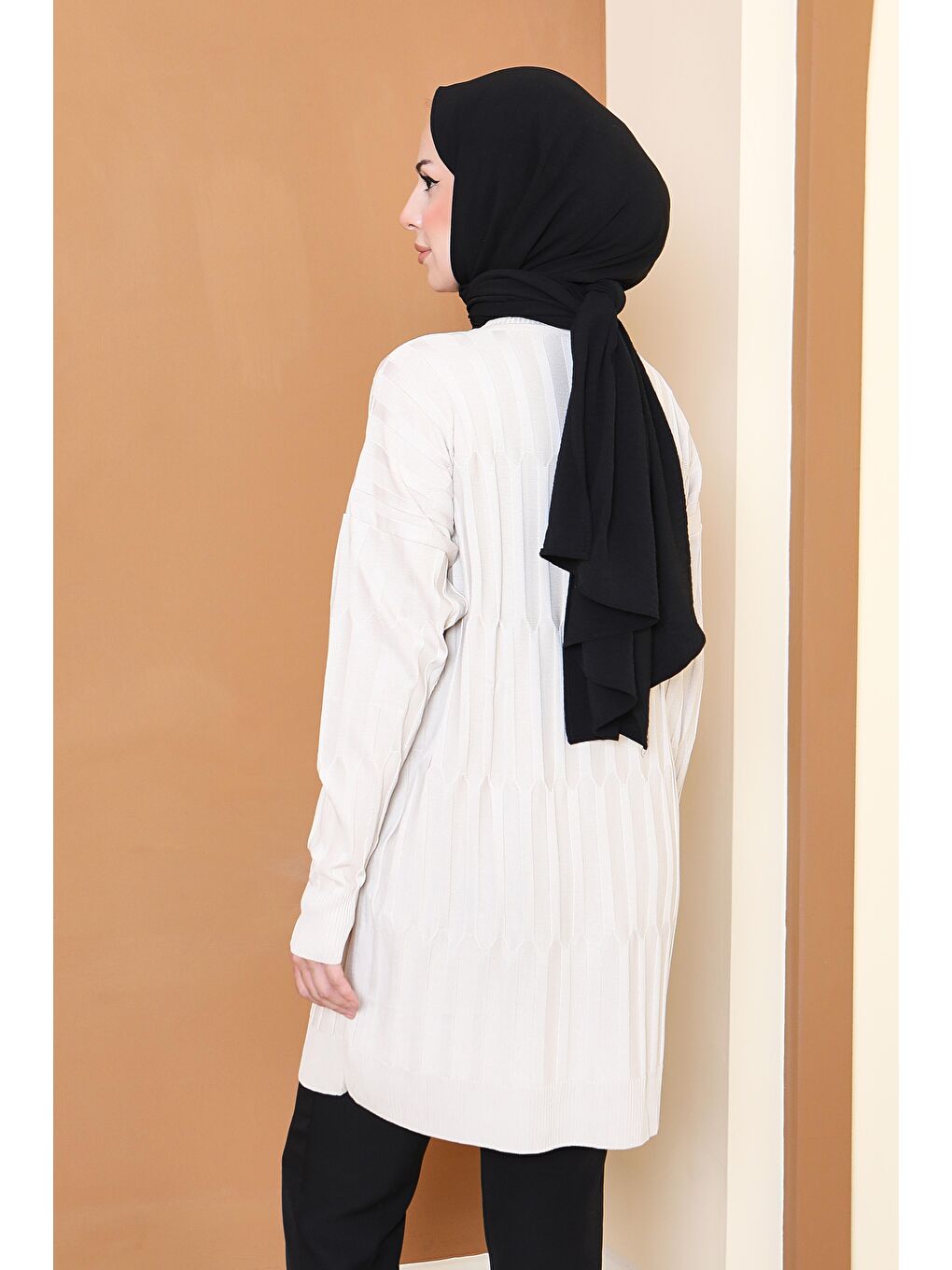 Ekru Janjanlı Triko Tunik Krem - 27797-KREM-3