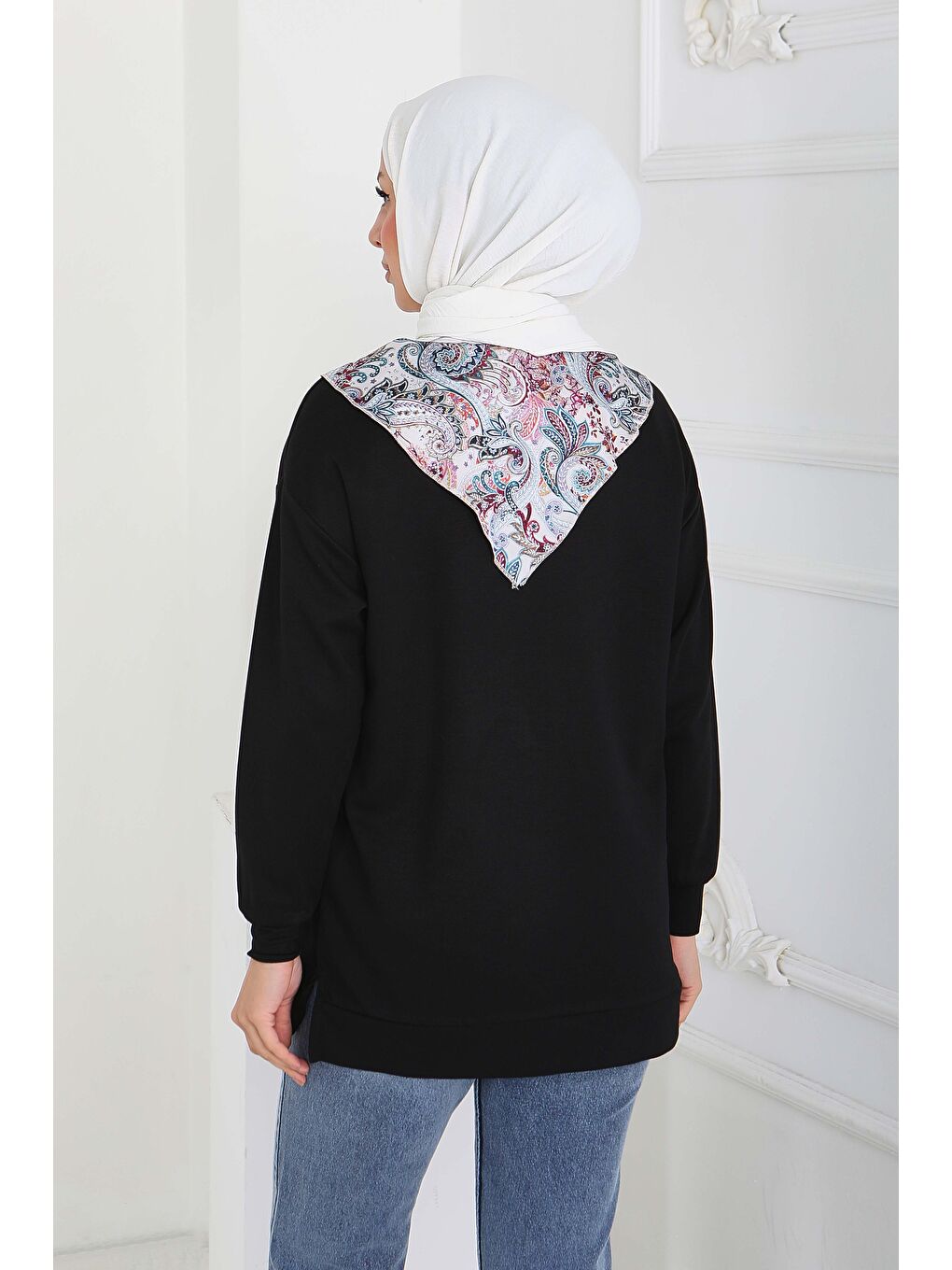 Fularlı Modal Tunik Siyah - 27873-SIYAH-3