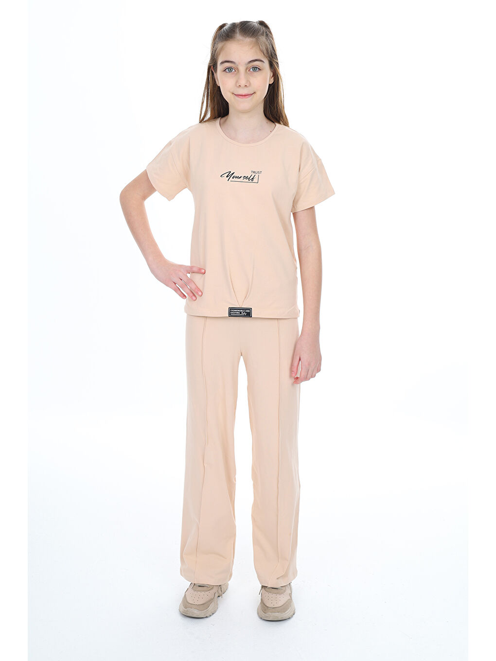 Bej Kız Çocuk Baskılı Eşofman Takım-2
