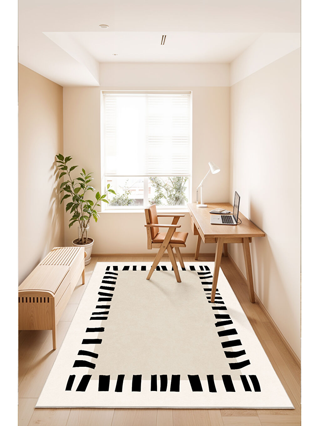 Ekru Dekoratif Soft Modern Kaymaz Yıkanabilir Salon Halısı Mutfak Halısı Koridor Halısı Yolluk-1