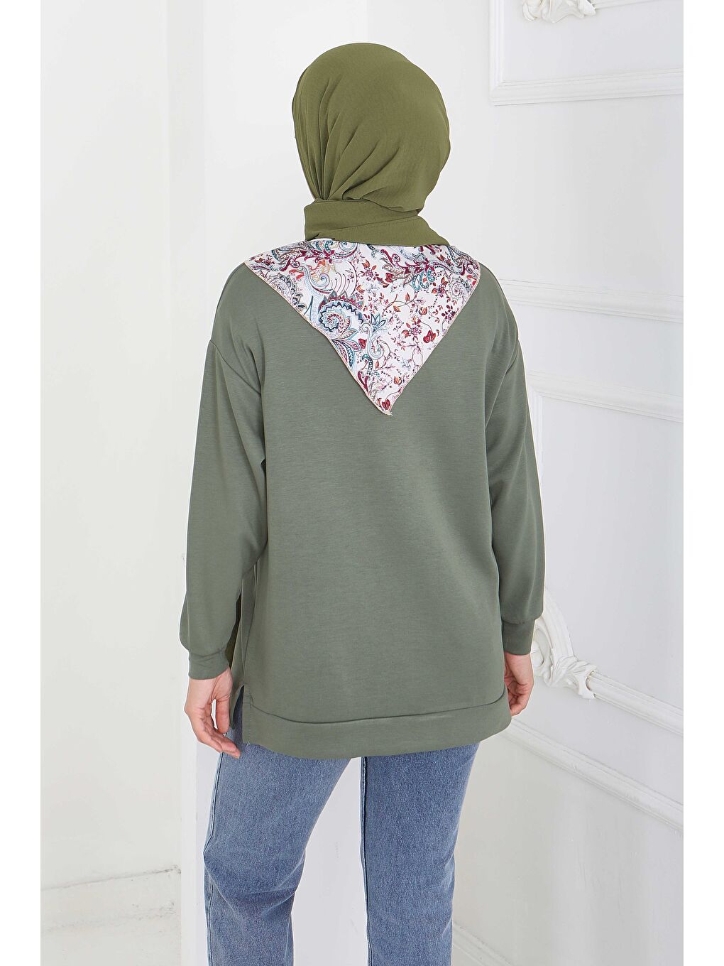 Fularlı Modal Tunik Haki - 27873-HAKI-3