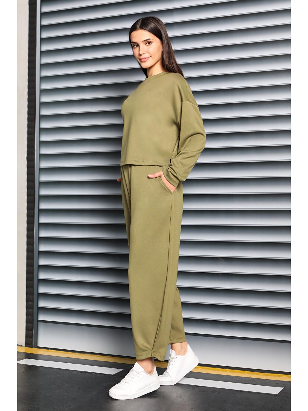 Şalvarlı Modal İkili Takım Haki - 27869-HAKI-1