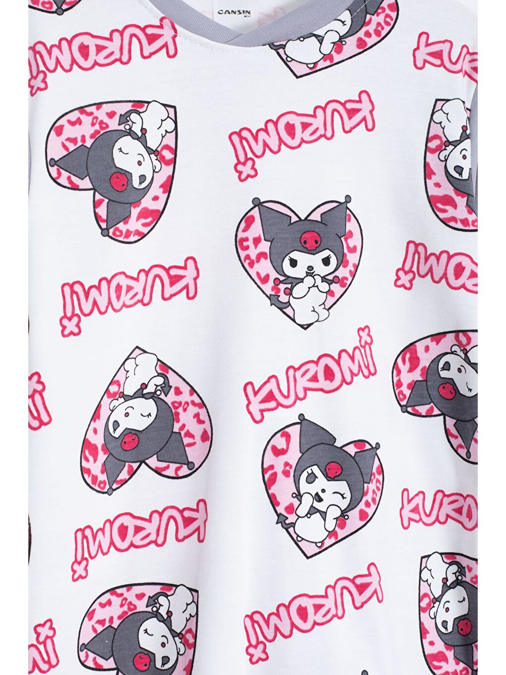 Pembe Kalpli Yazı Desenli Kız Çocuk Pijama Takımı 22766-1