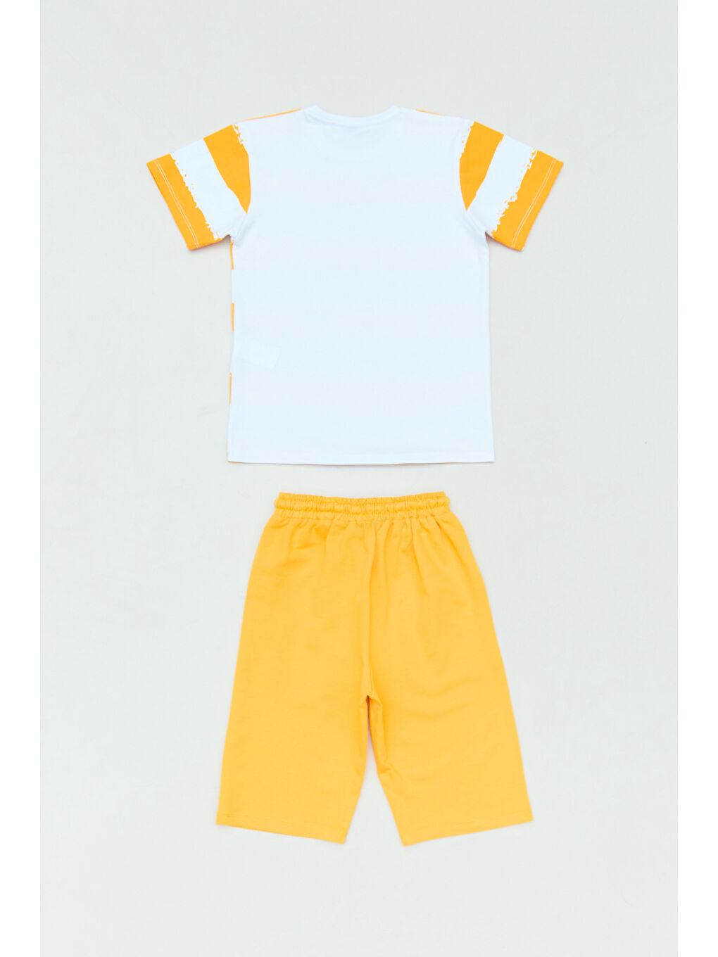 Sarı Yazı Baskılı Şeritli 2 Li Erkek Çocuk Şortlu Takım-1