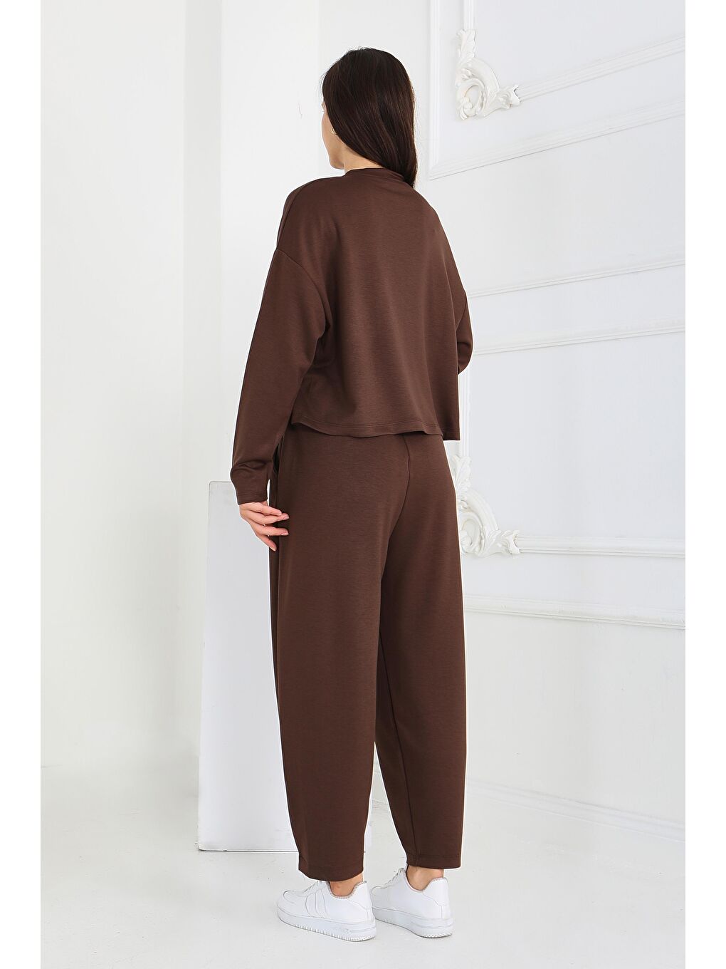 Kahverengi Şalvarlı Modal İkili Takım Kahve - 27869-KAHVE-3