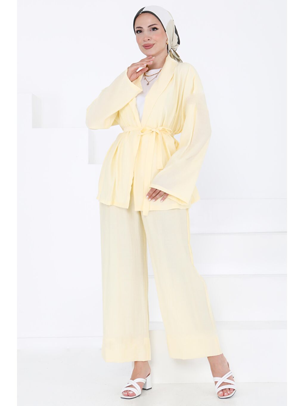 Sarı KİMONO TAKIM Sari - 27357-SARI