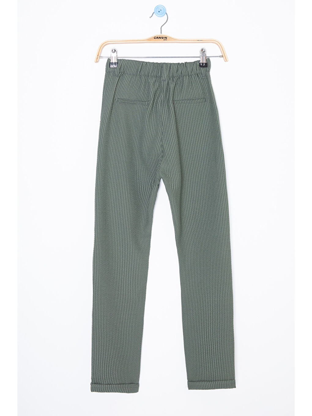 Wikiland Yeşil Beli Bağcıklı Duble Paça Erkek Çocuk Jogger Pantolon 20071 - 2