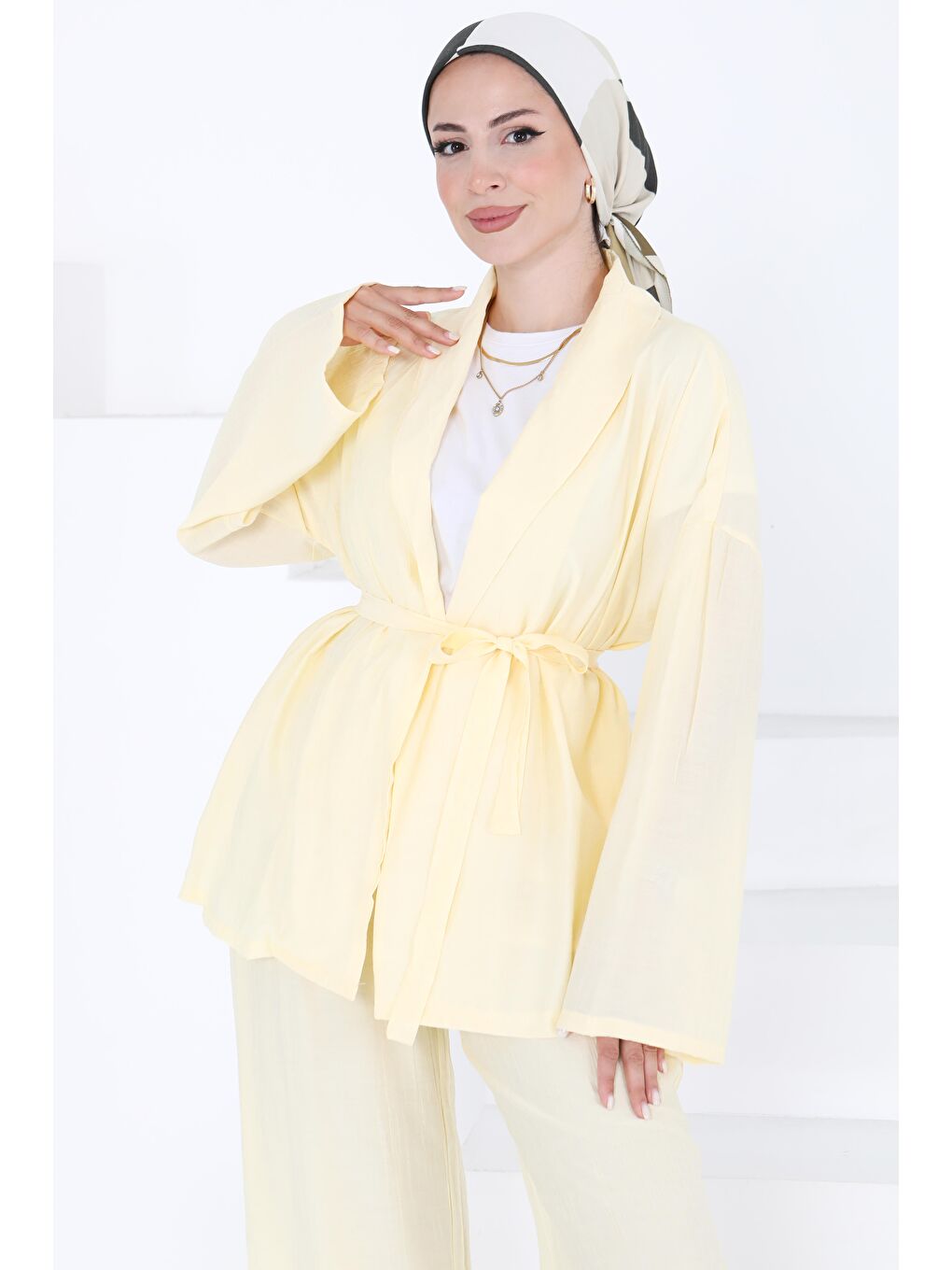 Sarı KİMONO TAKIM Sari - 27357-SARI-1