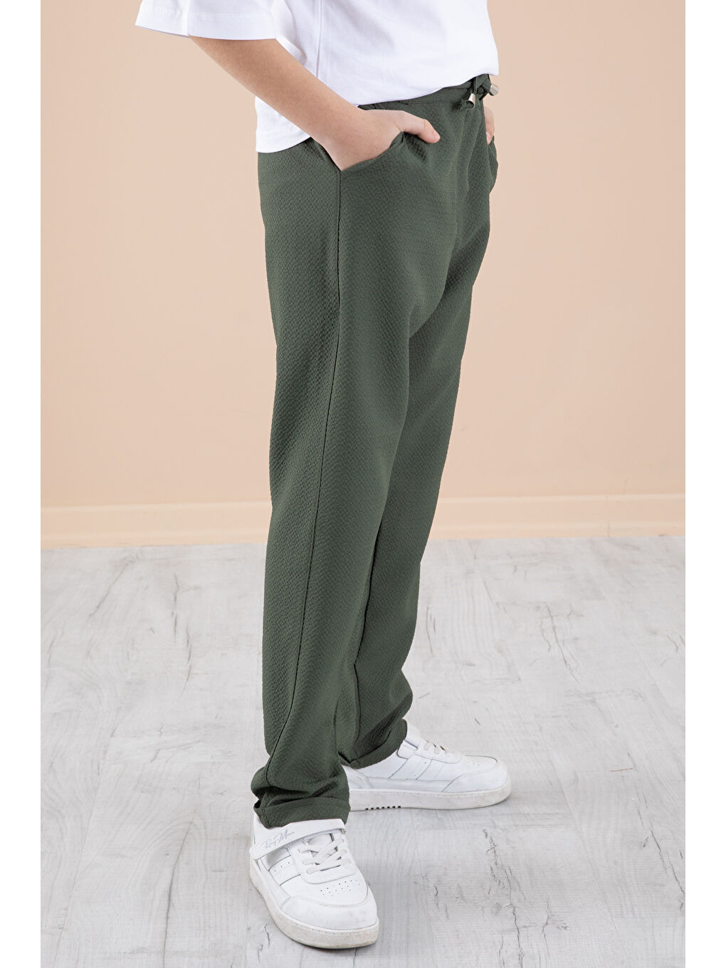 Wikiland Yeşil Duble Paça Erkek Çocuk Jogger Kumaş Pantolon 20058 - 2