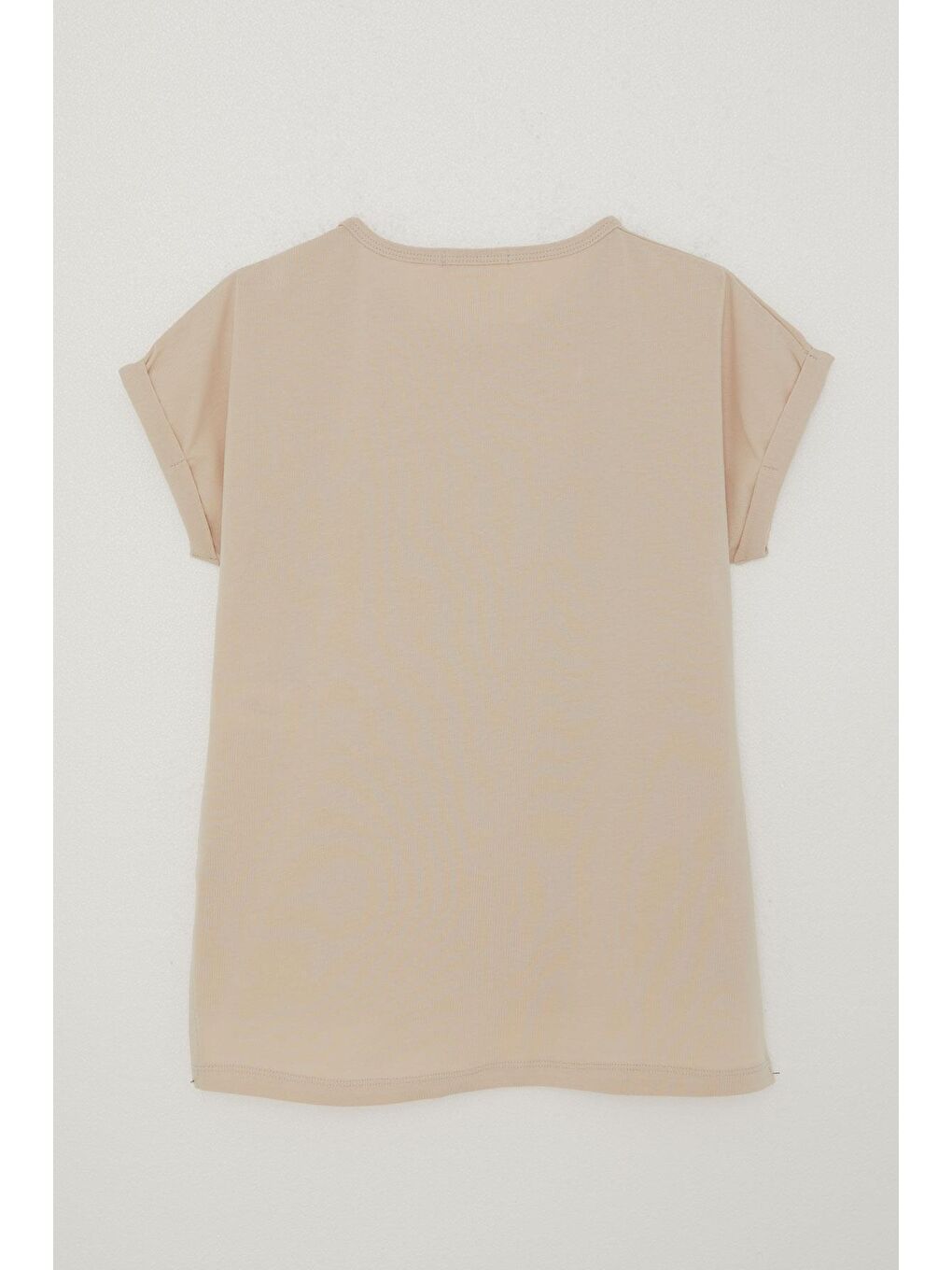 Kız Çocuk Tişört Kelebek & Çiçek Baskılı Bej (10-16 Yaş)-1