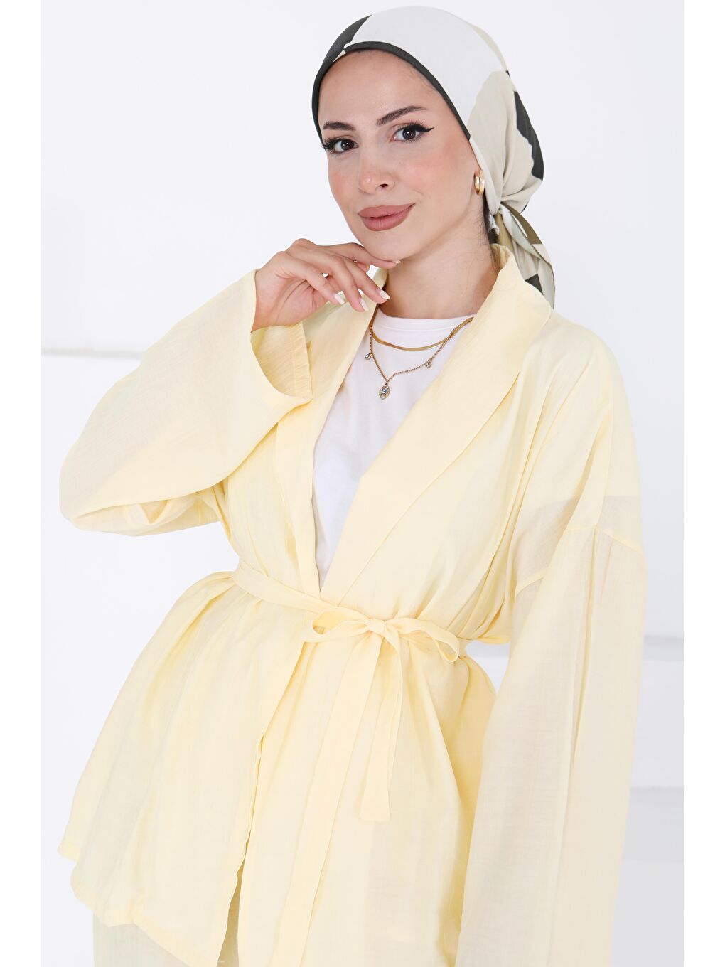 Sarı KİMONO TAKIM Sari - 27357-SARI-3