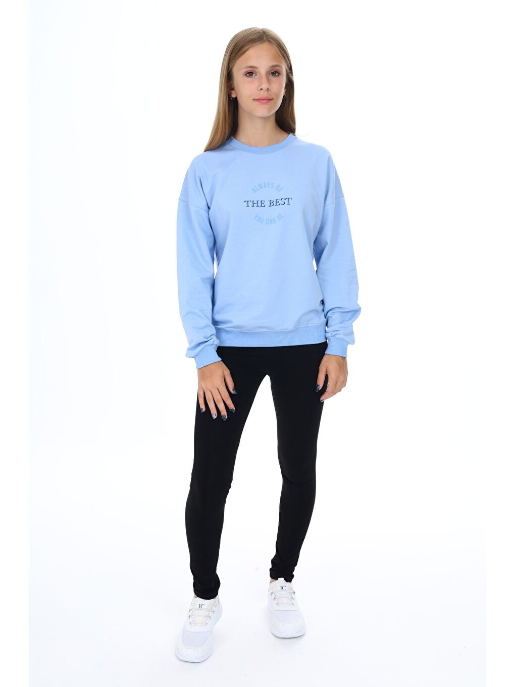 Mavi Kız Çocuk Baskılı Taytlı Takım