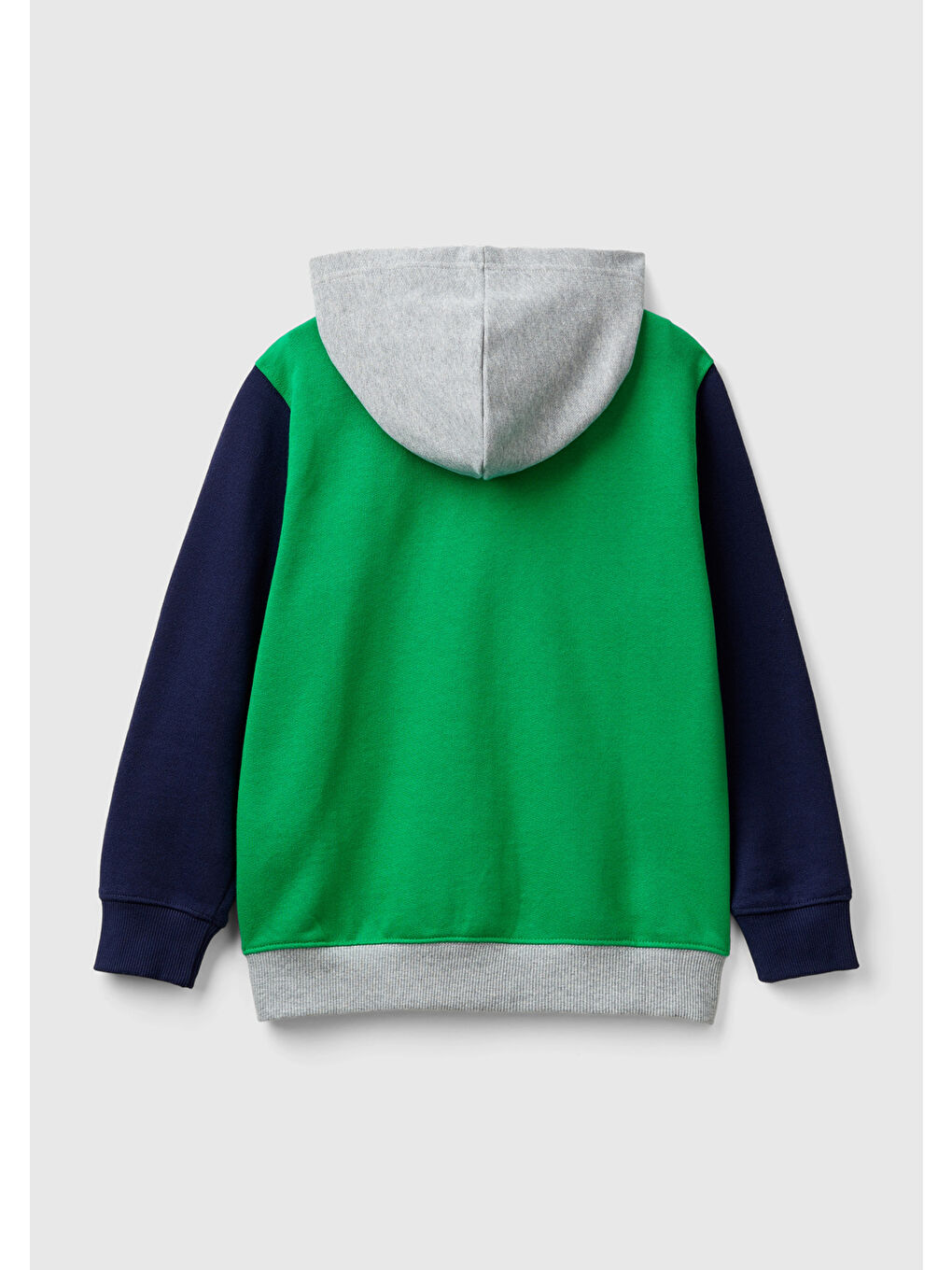 United Colors Of Benetton Erkek Çocuk Yeşil Mix Önü Logo İşlemeli Fermuarlı ve Kapüşonlu Sweatshirt - 1