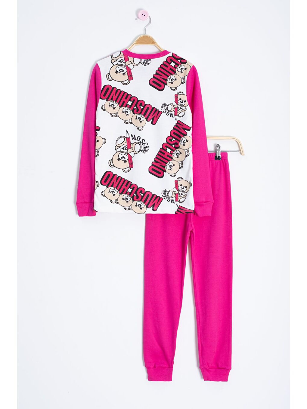 Pembe Ayıcık Baskılı Kız Çocuk Pijama Takımı 22769-2