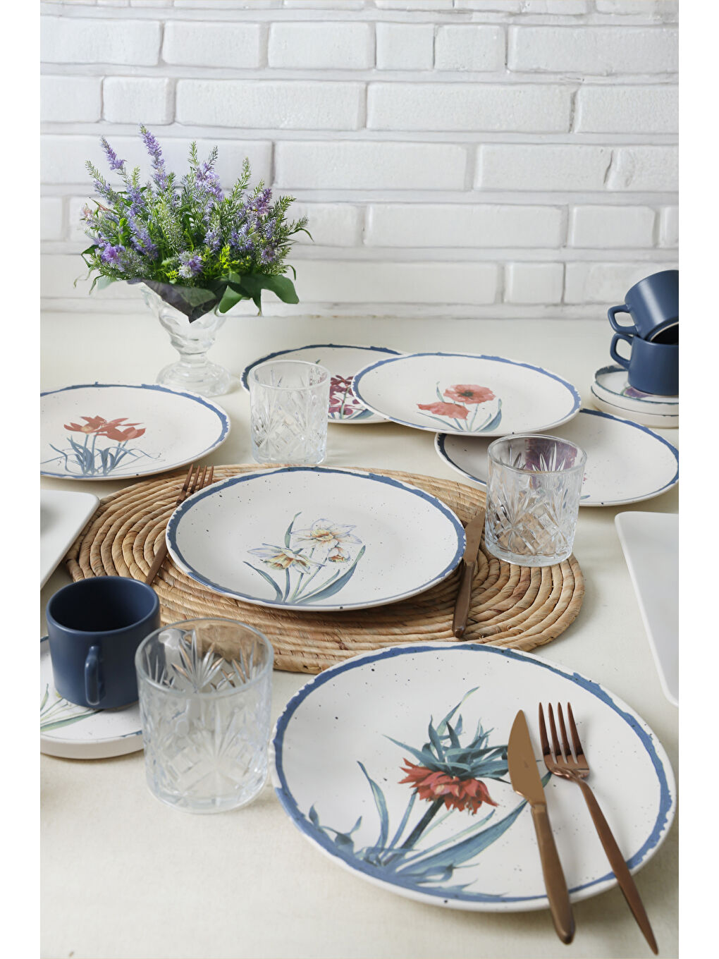 Karışık Anadolu Çiçekleri Çeyiz Seti 26 Parça 6 kişilik-3