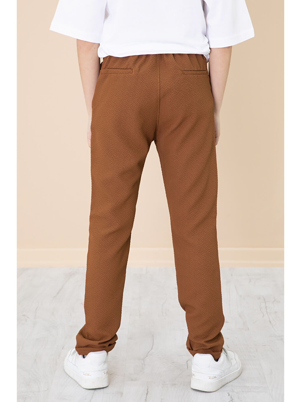 Wikiland Kahverengi Taba Duble Paça Erkek Çocuk Jogger Kumaş Pantolon 20056 - 3