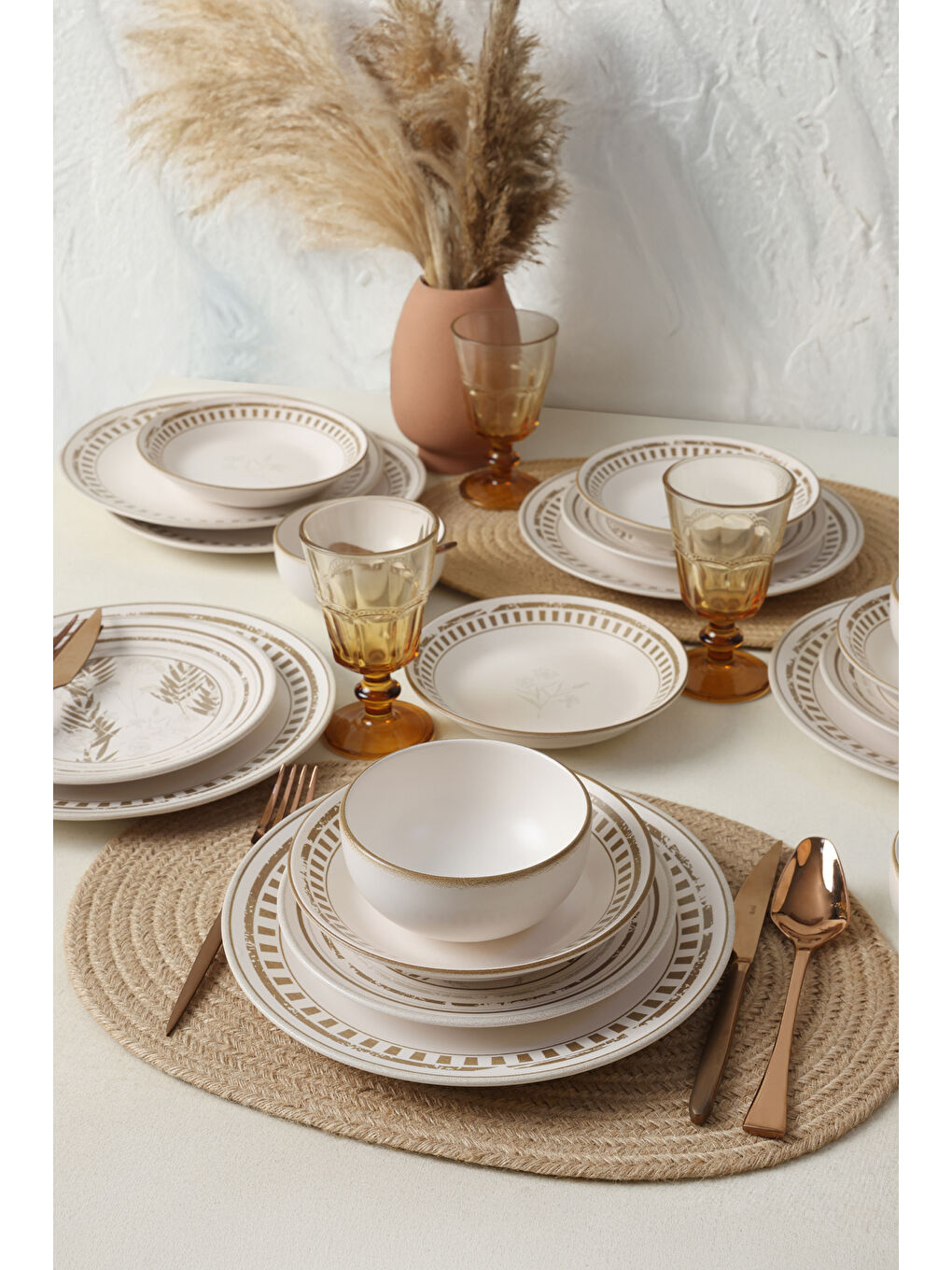 Karışık Brown Leaf Yemek Takımı 24 Parça 6 Kişilik-1