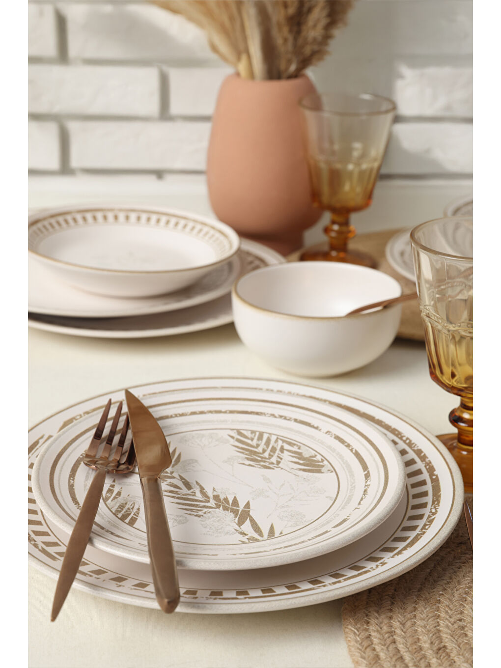 Karışık Brown Leaf Yemek Takımı 24 Parça 6 Kişilik-2