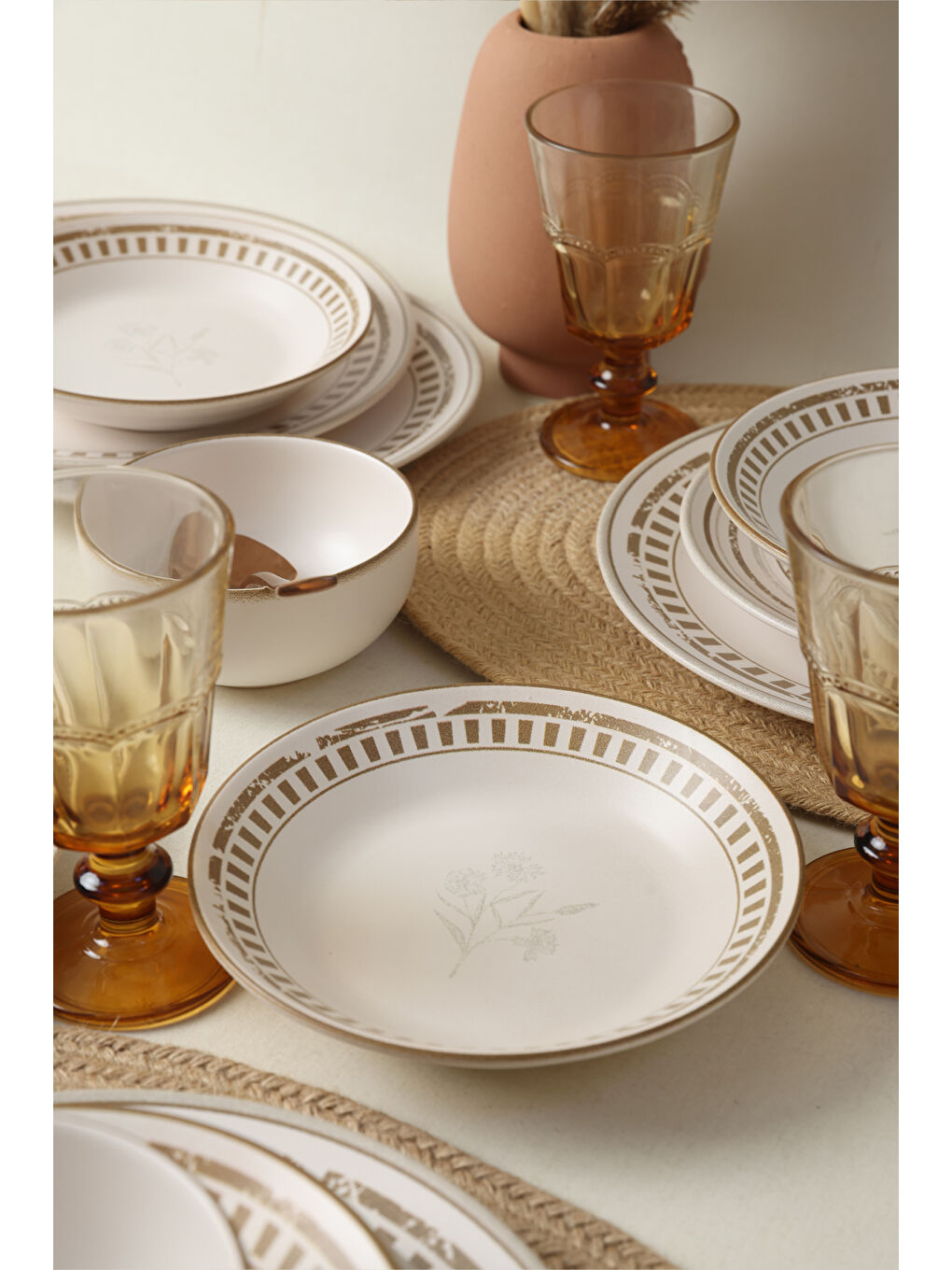 Karışık Brown Leaf Yemek Takımı 24 Parça 6 Kişilik-3