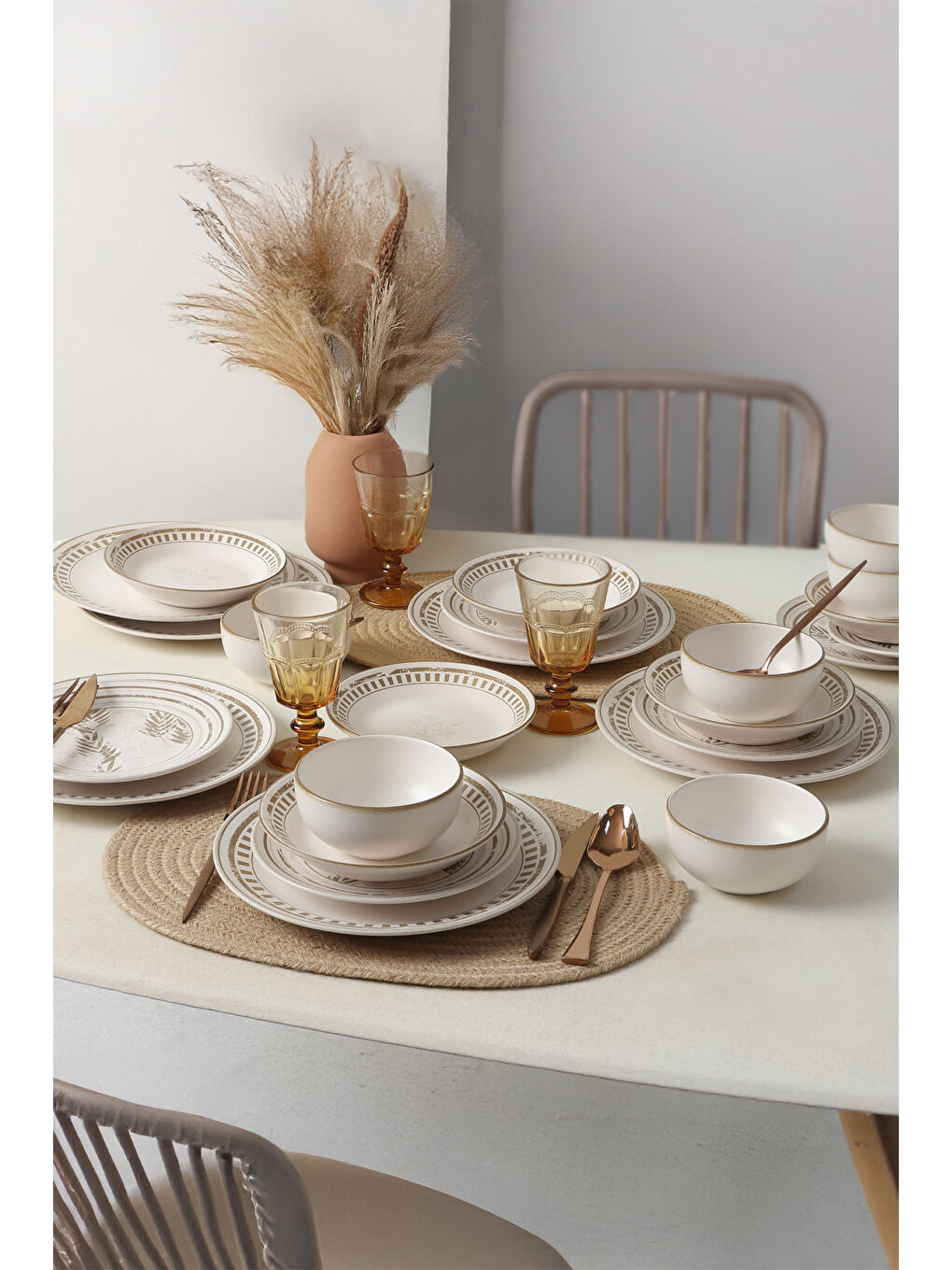 Karışık Brown Leaf Yemek Takımı 24 Parça 6 Kişilik-4