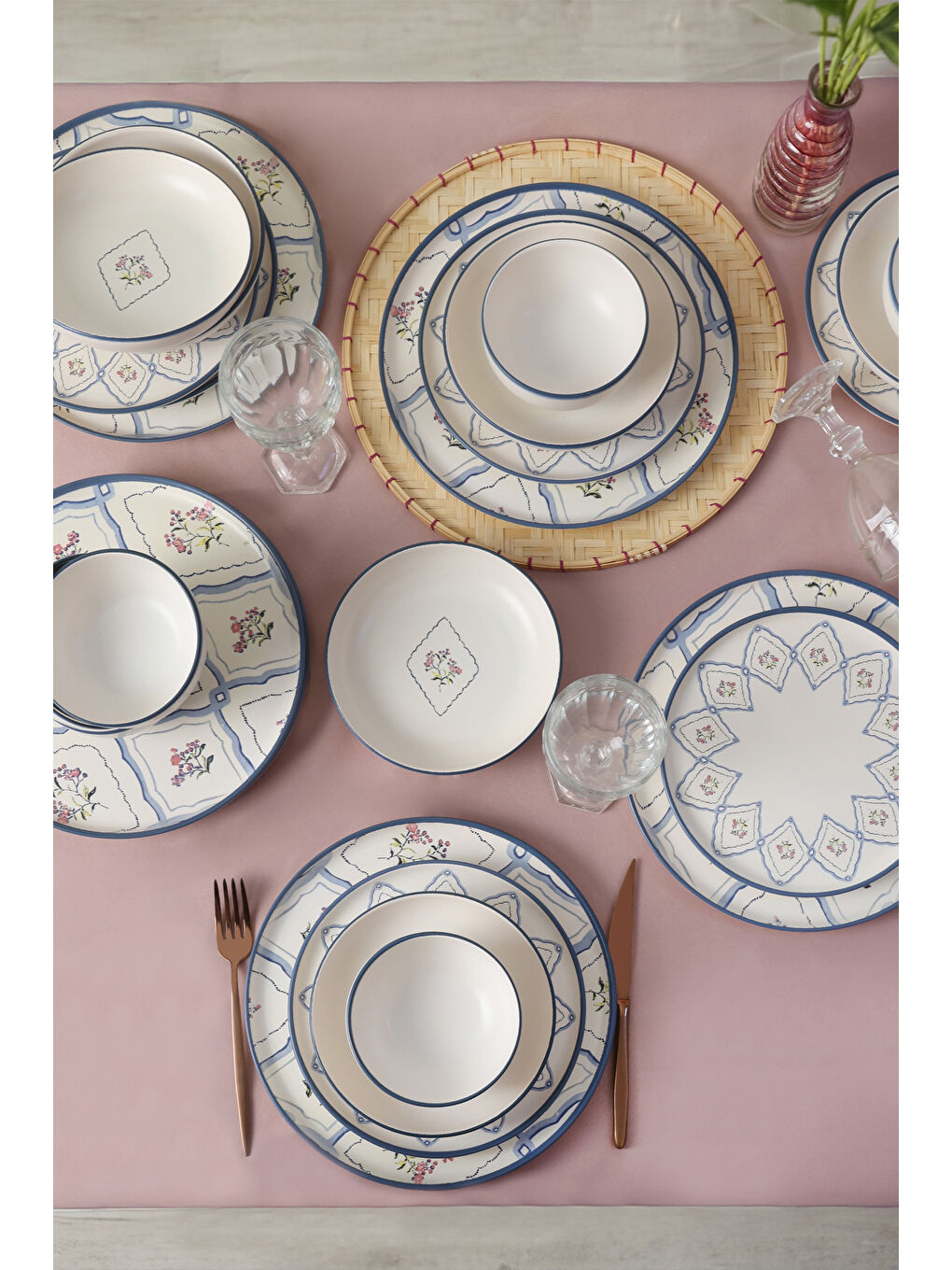 Karışık Floral Waves Yemek Takımı 24 Parça 6 Kişilik-1