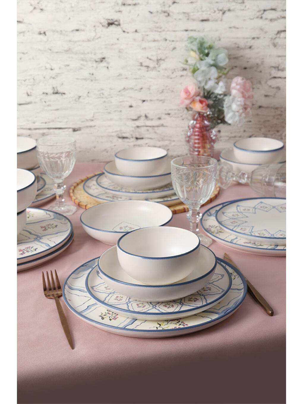 Karışık Floral Waves Yemek Takımı 24 Parça 6 Kişilik-2