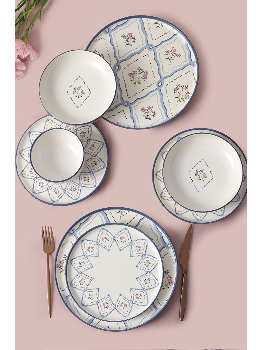 Karışık Floral Waves Yemek Takımı 24 Parça 6 Kişilik-4