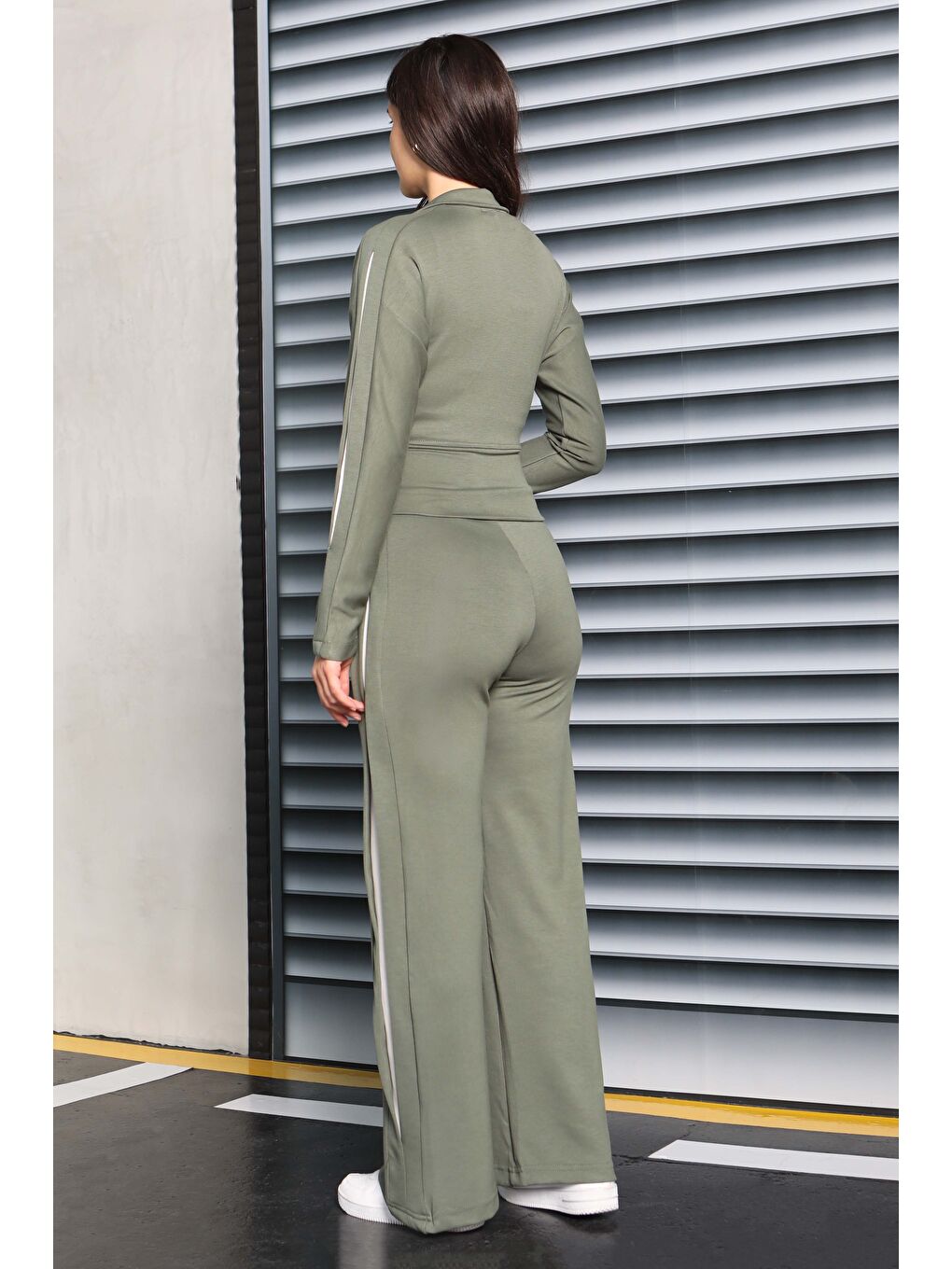 Çizgi Detaylı Garnili Modal İkili Takım Haki - 27881-HAKI-3