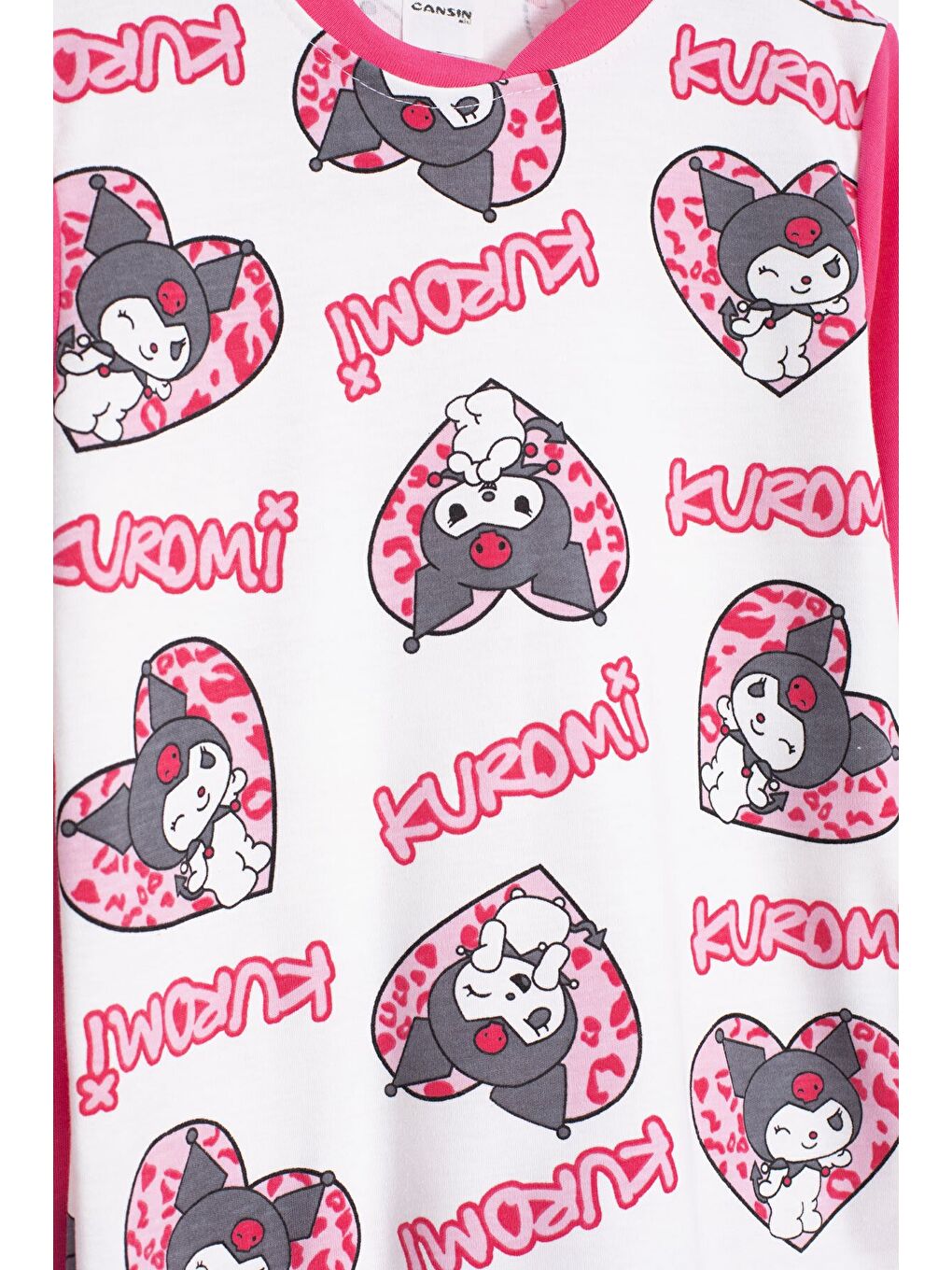 Fuşya Kalpli Yazı Desenli Kız Çocuk Pijama Takımı 23260-2