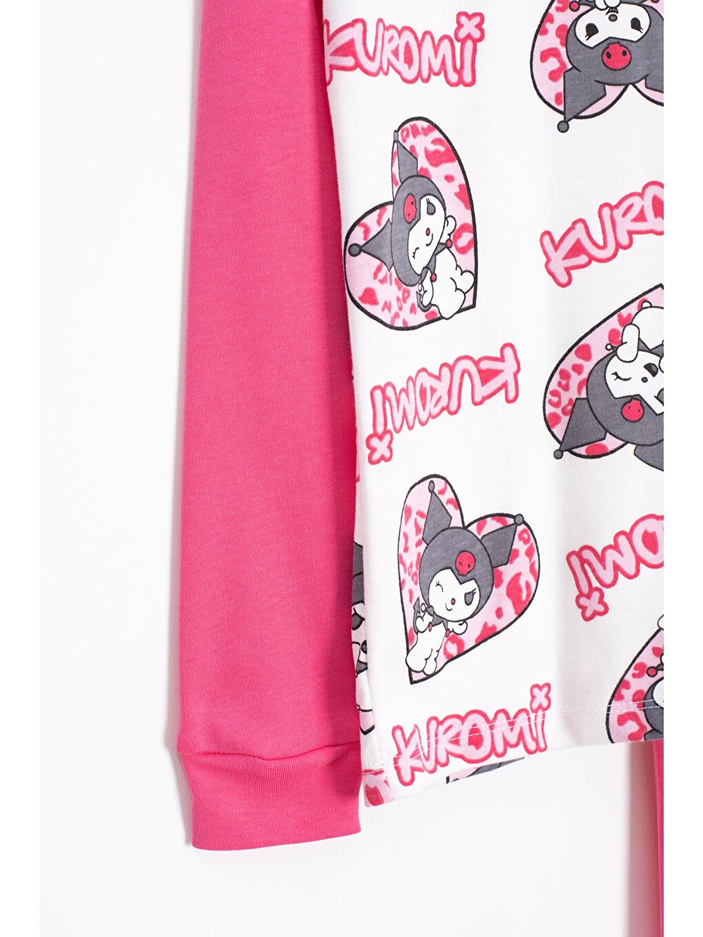 Fuşya Kalpli Yazı Desenli Kız Çocuk Pijama Takımı 23260-3