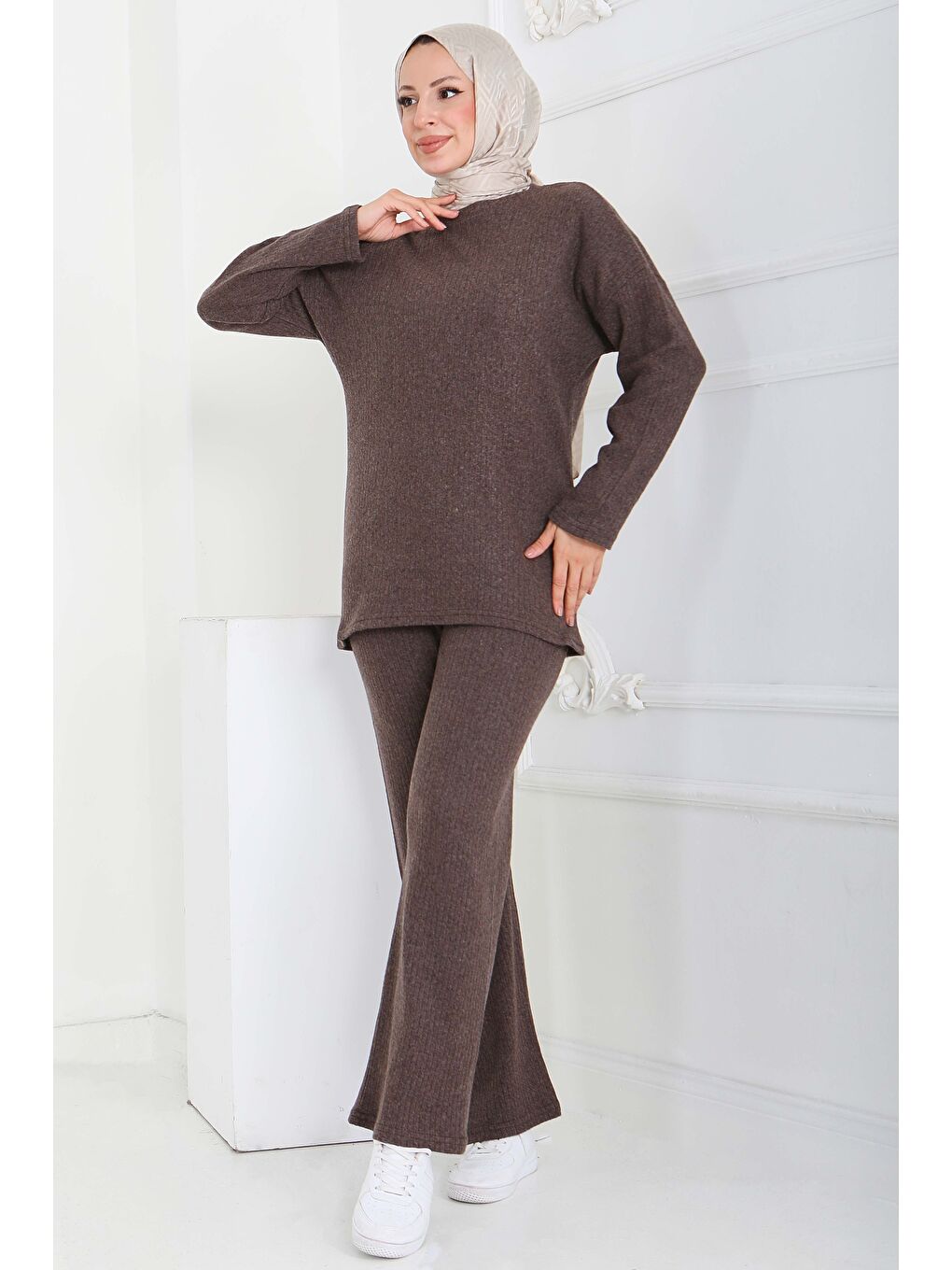 Kahverengi İnterlok Kaşkorse İkili Takım Kahve - 27837-KAHVE-2