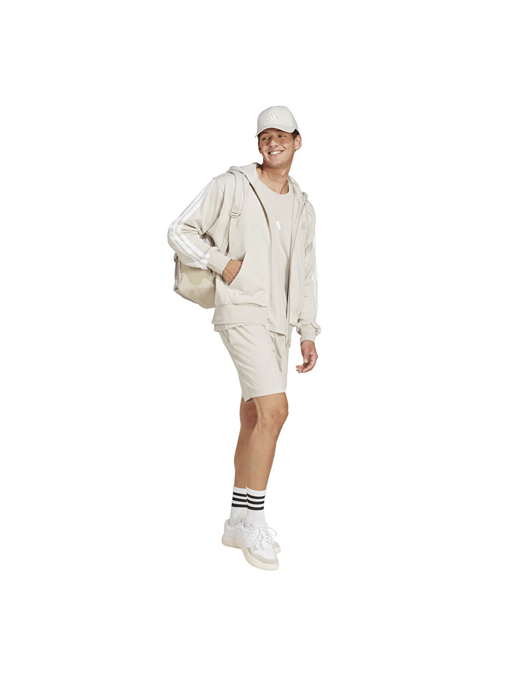 3s Ft Fz Bej Kapüşonlu Erkek Fermuarlı Sweatshirt Hırka-1