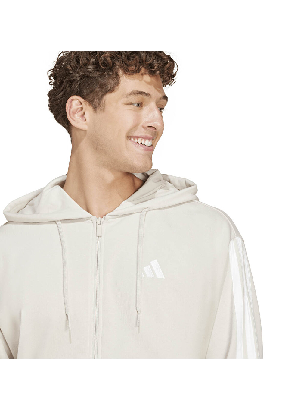 3s Ft Fz Bej Kapüşonlu Erkek Fermuarlı Sweatshirt Hırka-2