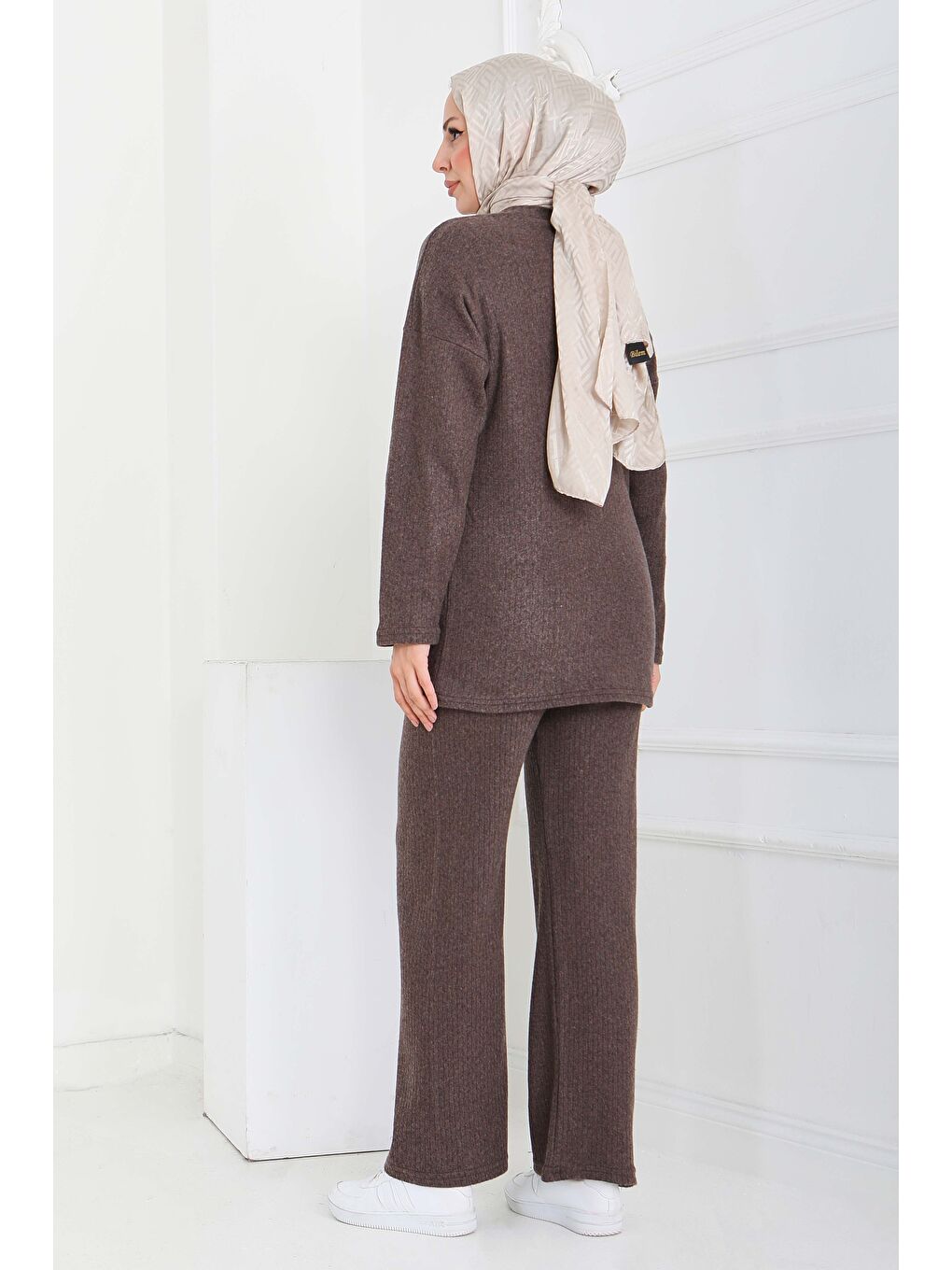 Kahverengi İnterlok Kaşkorse İkili Takım Kahve - 27837-KAHVE-3