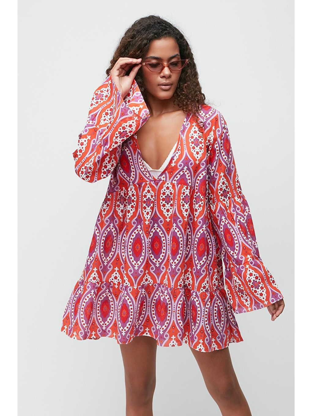 Pareo Plaj Elbisesi 22329 Kırmızı/Mor-2