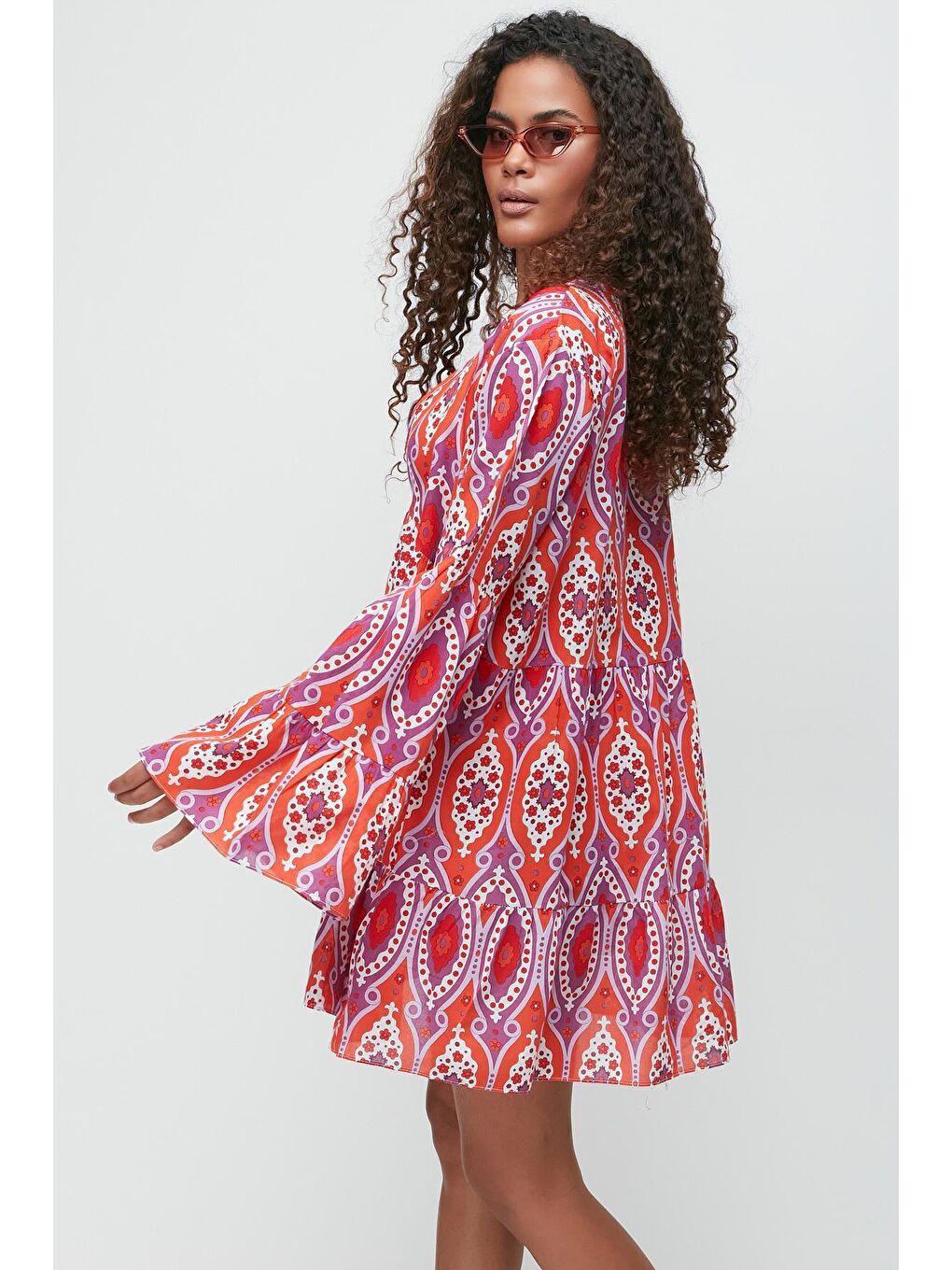 Pareo Plaj Elbisesi 22329 Kırmızı/Mor-3