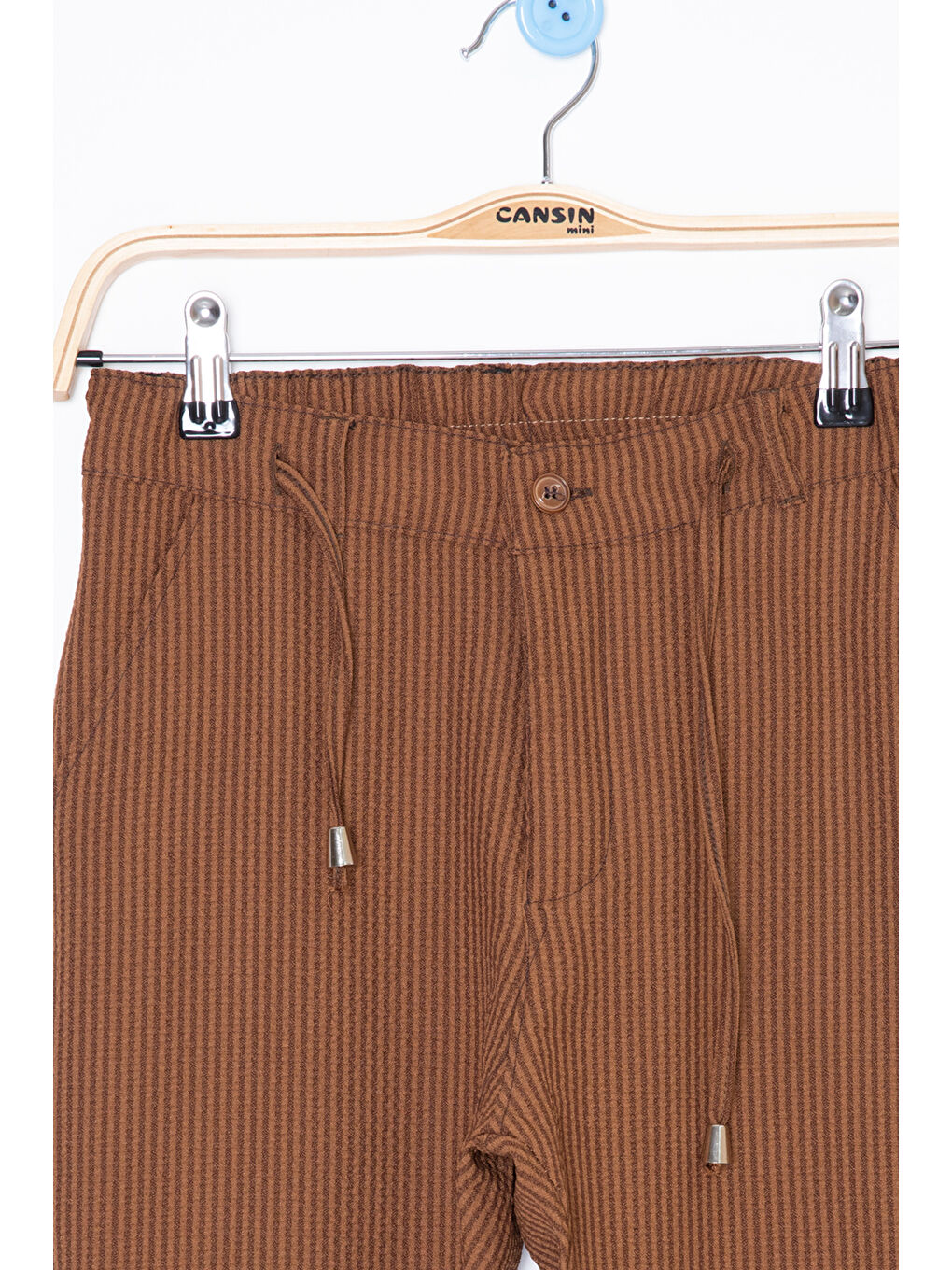 Kahverengi Taba Beli Bağcıklı Duble Paça Erkek Çocuk Jogger Pantolon 20040-1