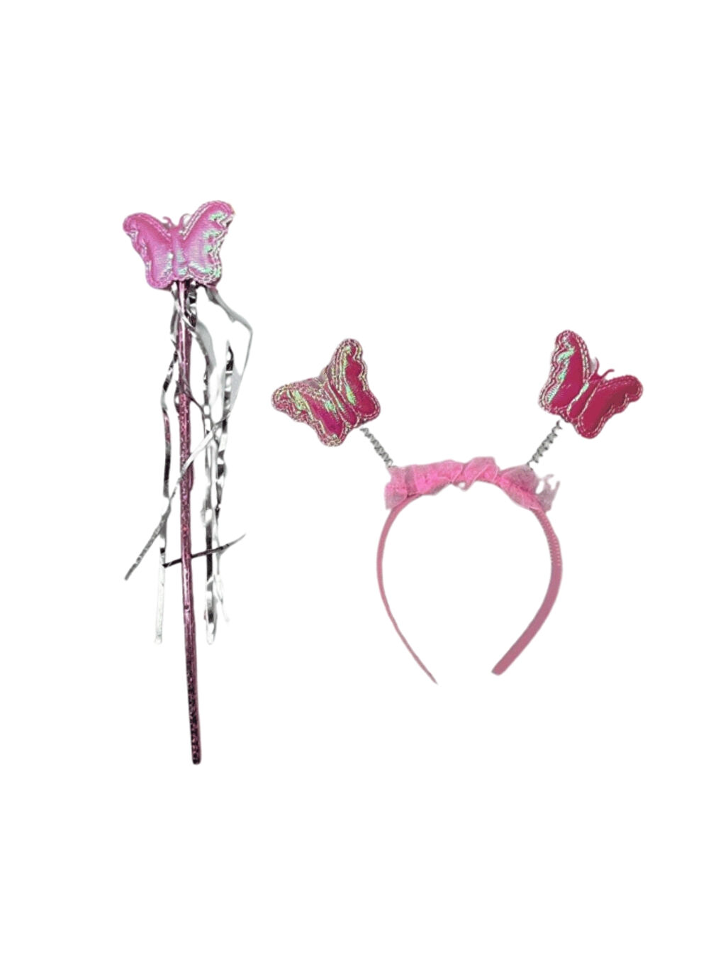 Karışık Çok Renkli Temalı Kelebek Kanat Asa ve Taç Set-2