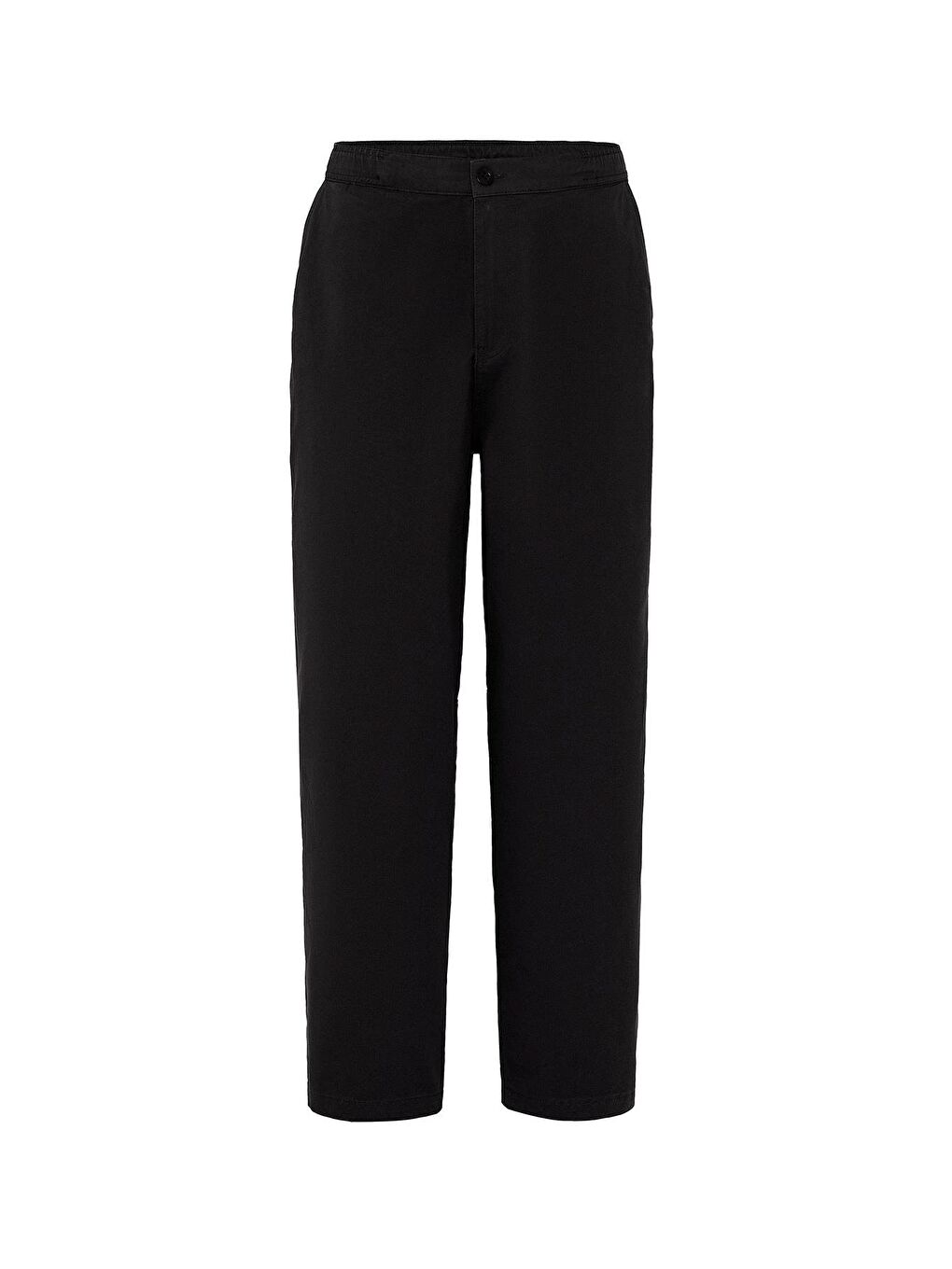 Yıkamalı Gabardin Baggy Erkek Pantolon Siyah-1