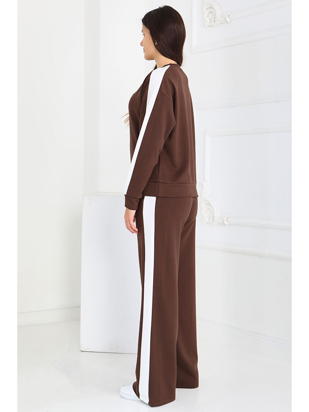 Kahverengi Garnili Modal İkili Takım Kahve - 27870-KAHVE-4