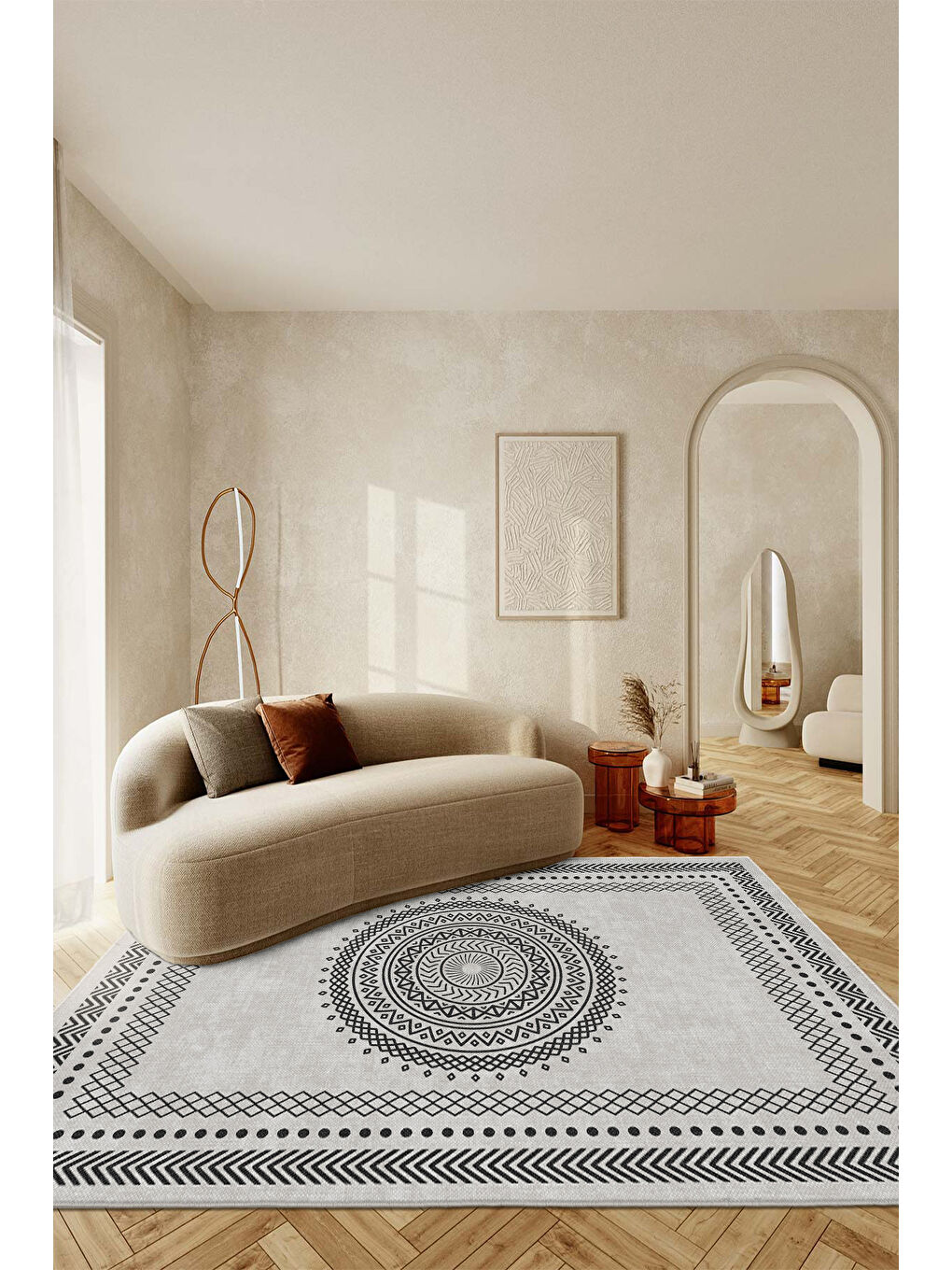 Gri Dekoratif Soft Modern Kaymaz Yıkanabilir Salon Halısı Mutfak Halısı Koridor Halısı Yolluk-1