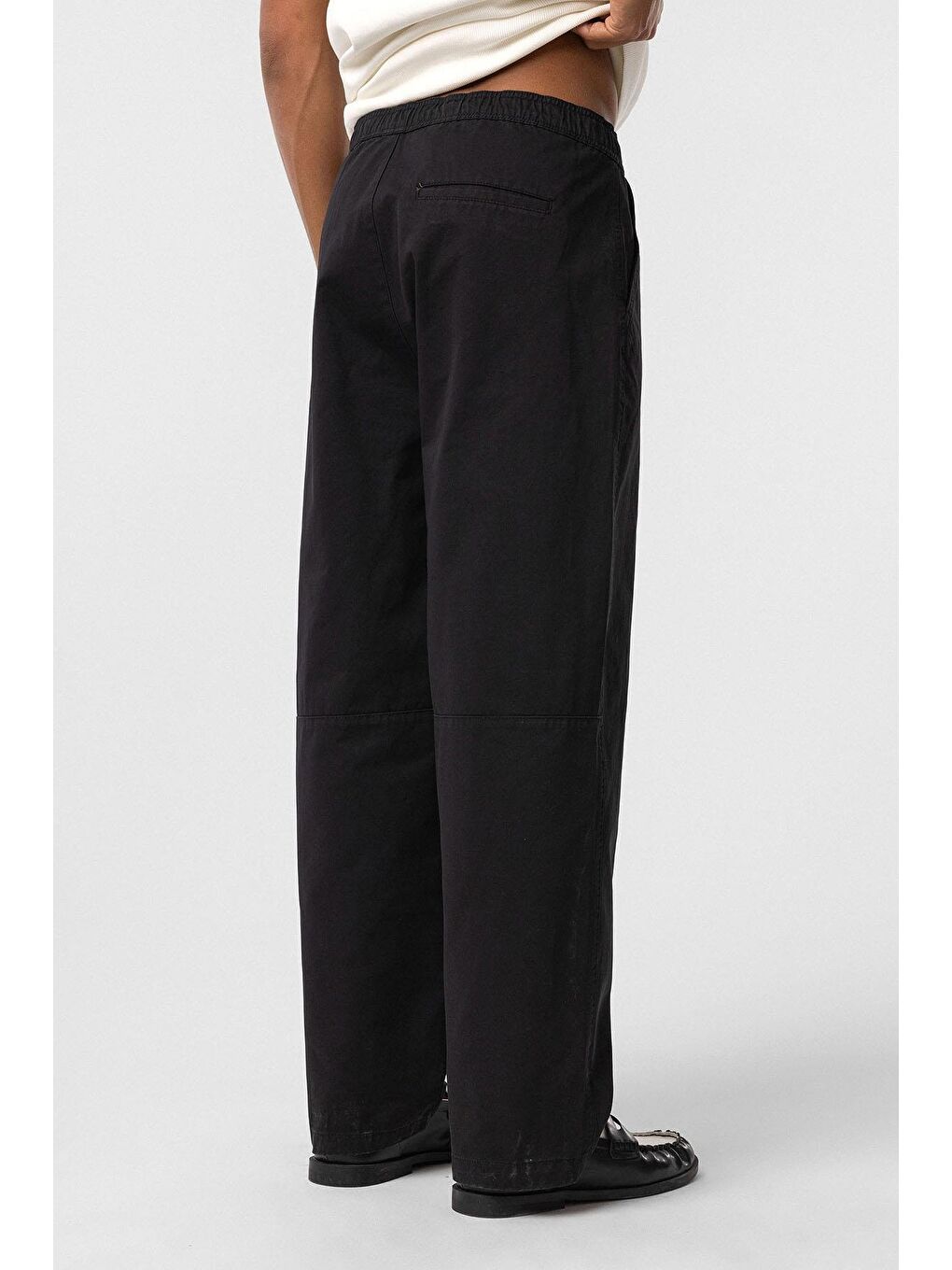 Yıkamalı Gabardin Baggy Erkek Pantolon Siyah-4