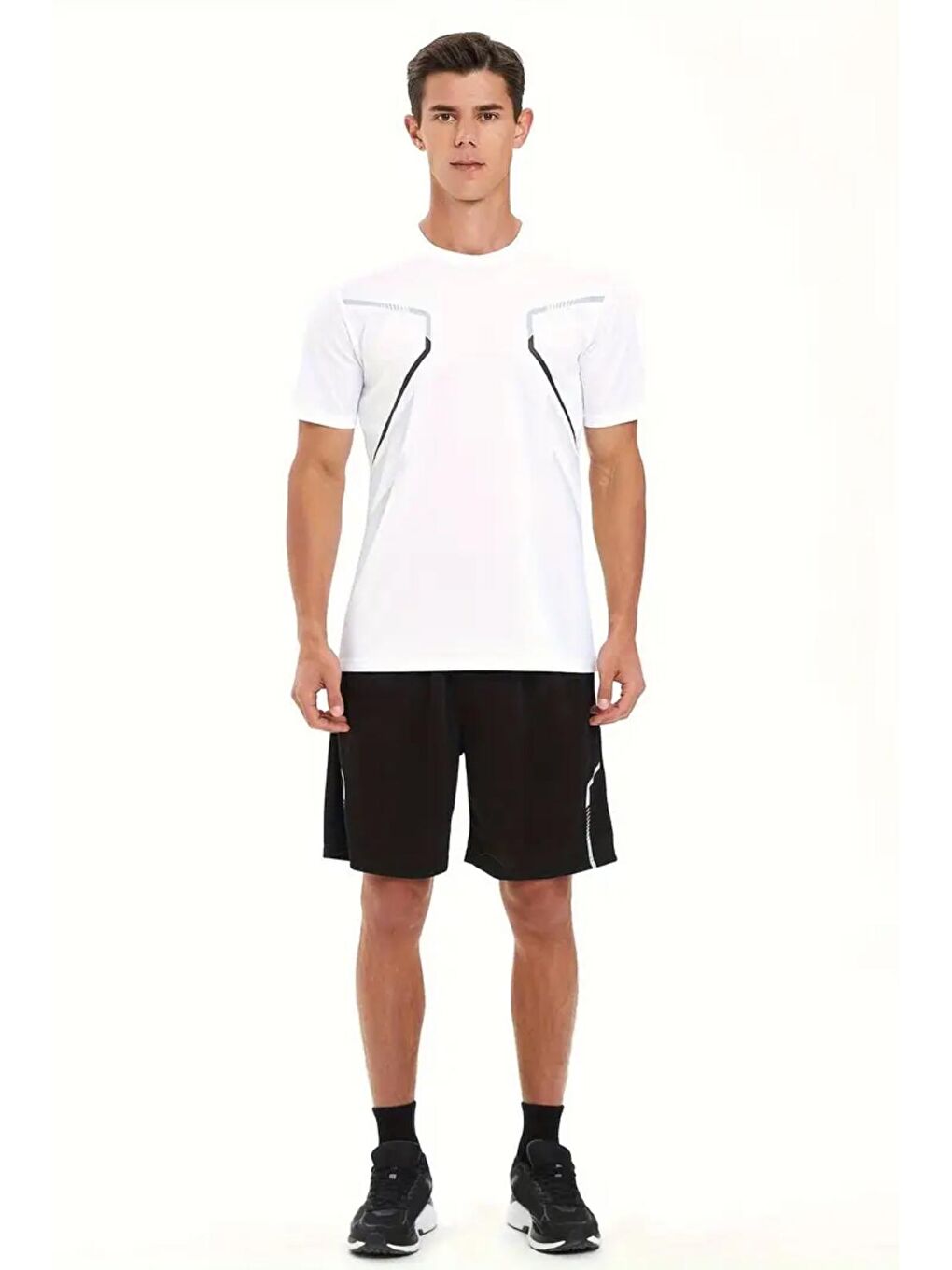 Oksit Beyaz Fusto Mikro Polyester Slim Fit Performans Antrenman Sporcu Erkek Tshirt - 2