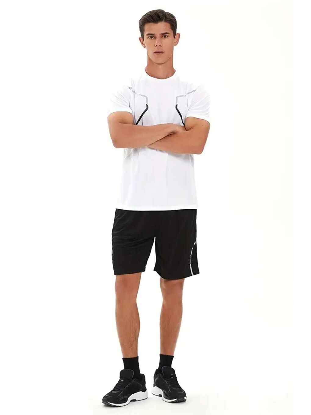 Oksit Beyaz Fusto Mikro Polyester Slim Fit Performans Antrenman Sporcu Erkek Tshirt - 3