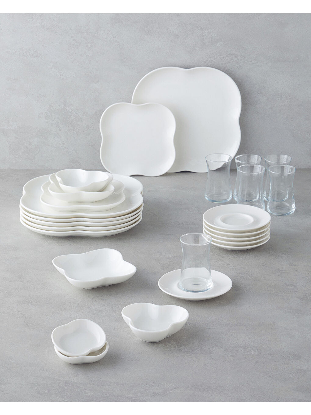 Flora Porselen Kahvaltı Takımı 26 Parça 6 Kişilik Beyaz