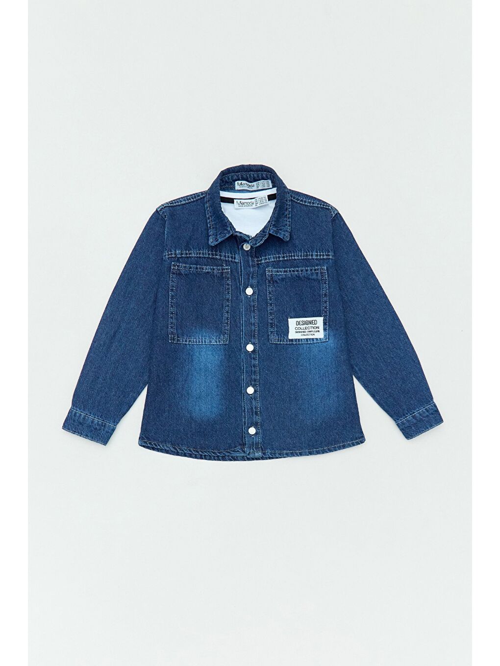 Mavi %100 Pamuk Yazı Baskılı Düğmeli 2 Li Erkek Çocuk Takım-1