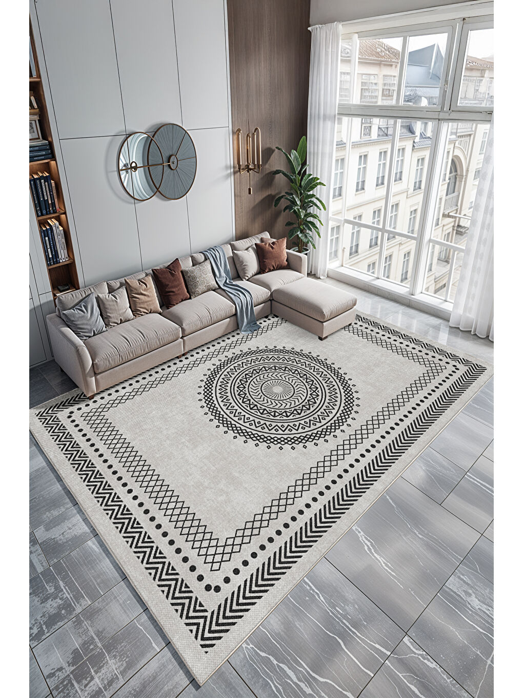 Gri Dekoratif Soft Modern Kaymaz Yıkanabilir Salon Halısı Mutfak Halısı Koridor Halısı Yolluk-2