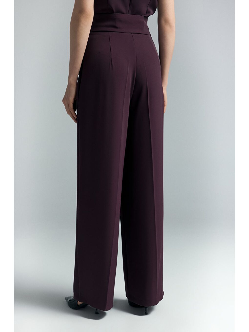 Talia Düğme Detaylı Pantolon - Mürdüm-4